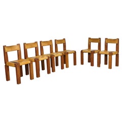 Ensemble de 6 chaises de salle à manger Pierre Chapo S11, France, années 1960