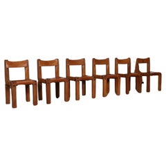 Set Of 6 Pierre Chapo S11 Dining Chairs, France, 1960s