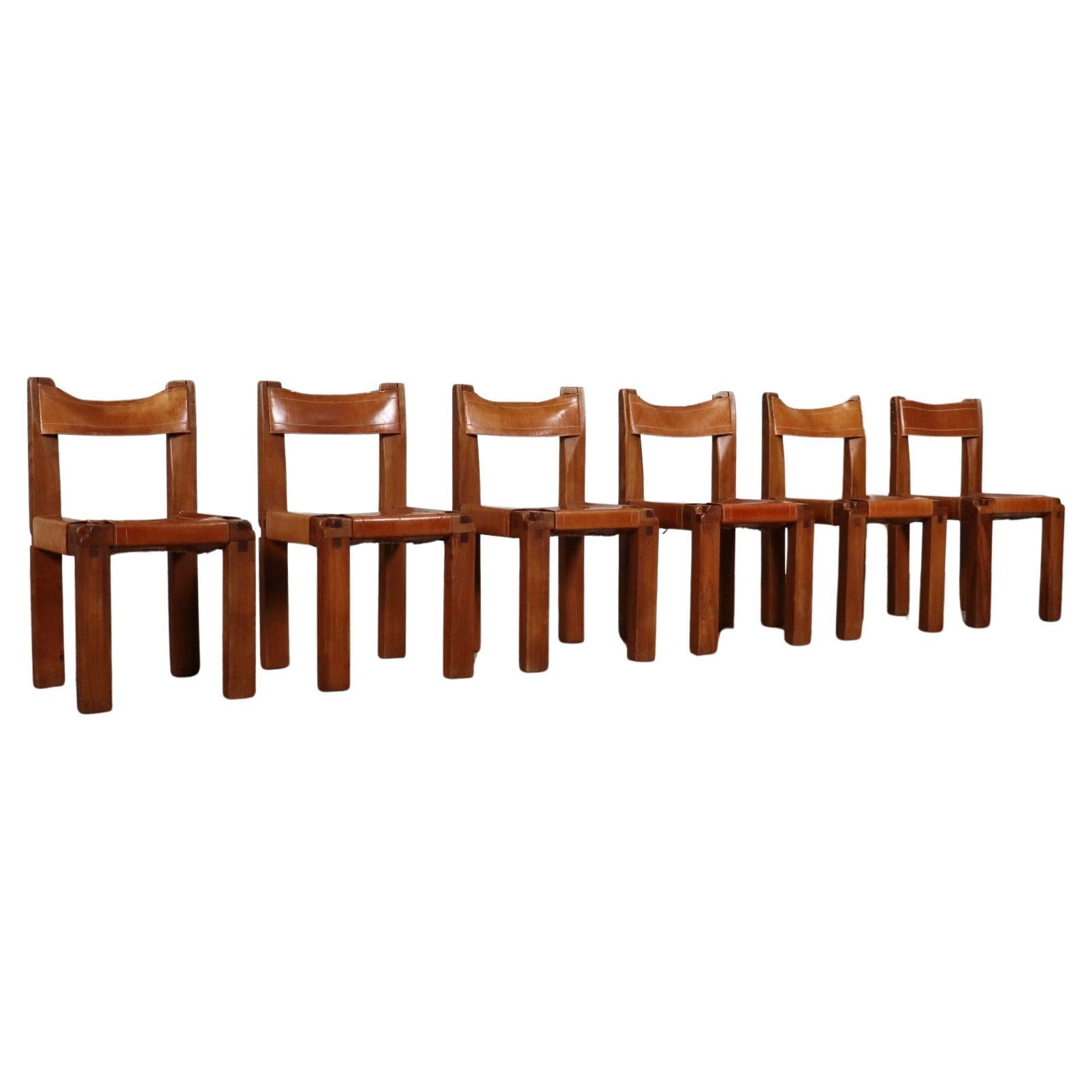 Set Of 6 Pierre Chapo S11 Dining Chairs, France, 1960s For Sale