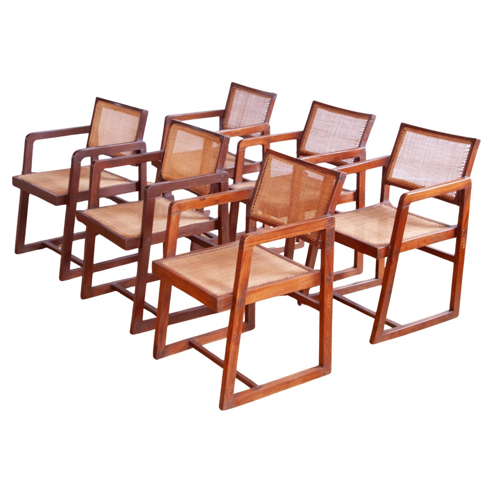Set of 6 Pierre Jeanneret “Box” Armchairs