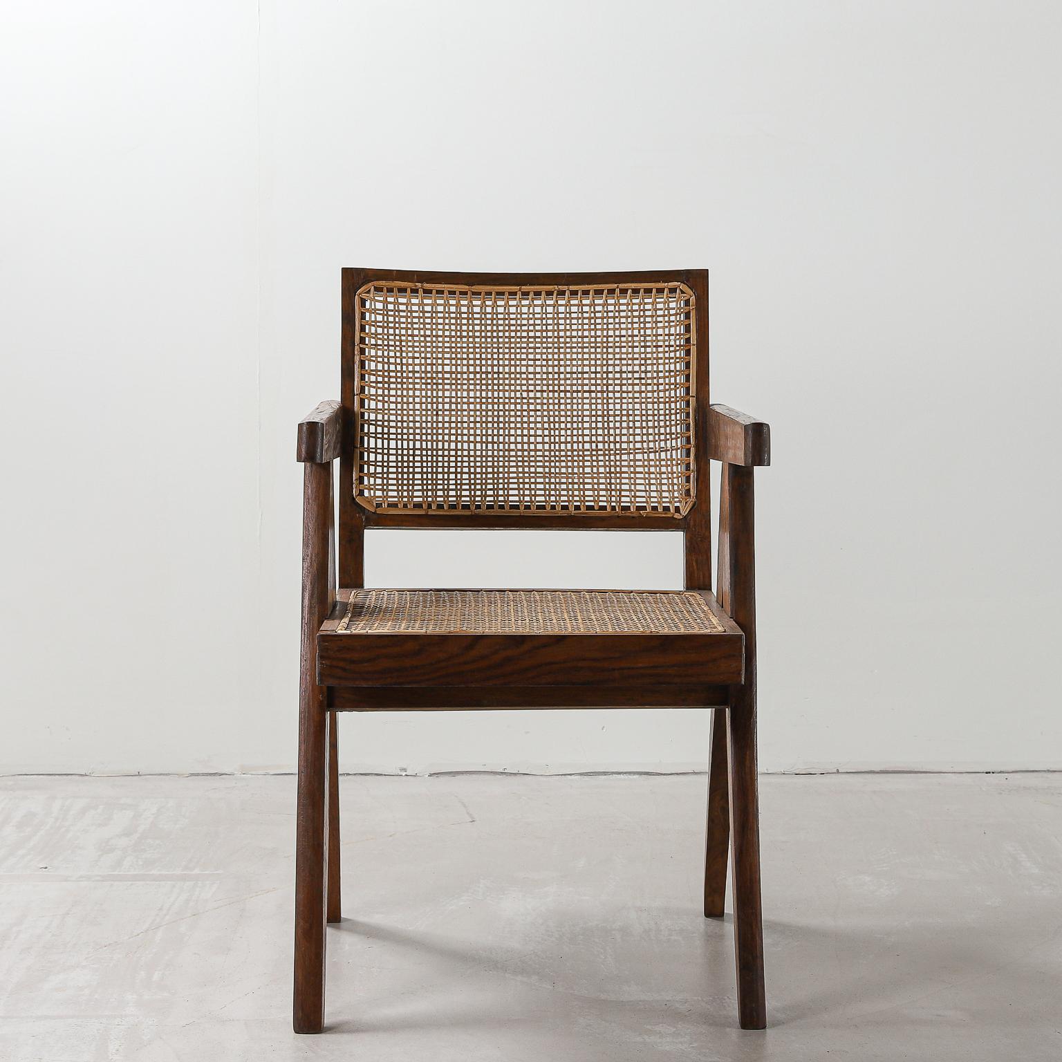 Indian Set of 6 Pierre Jeanneret Office Chair, Variant, circa 1953-1954