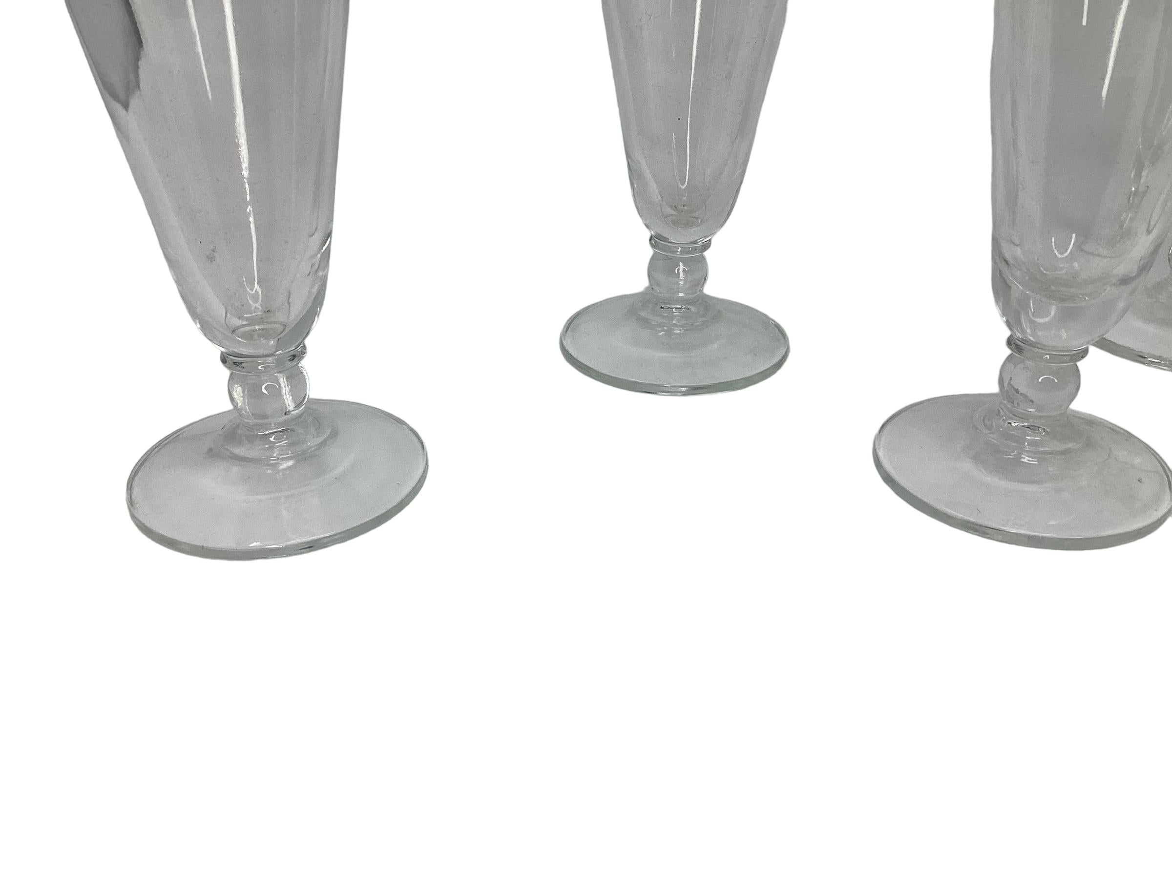 American Set of 6 Pilsner Glasses with Silver Band For Sale