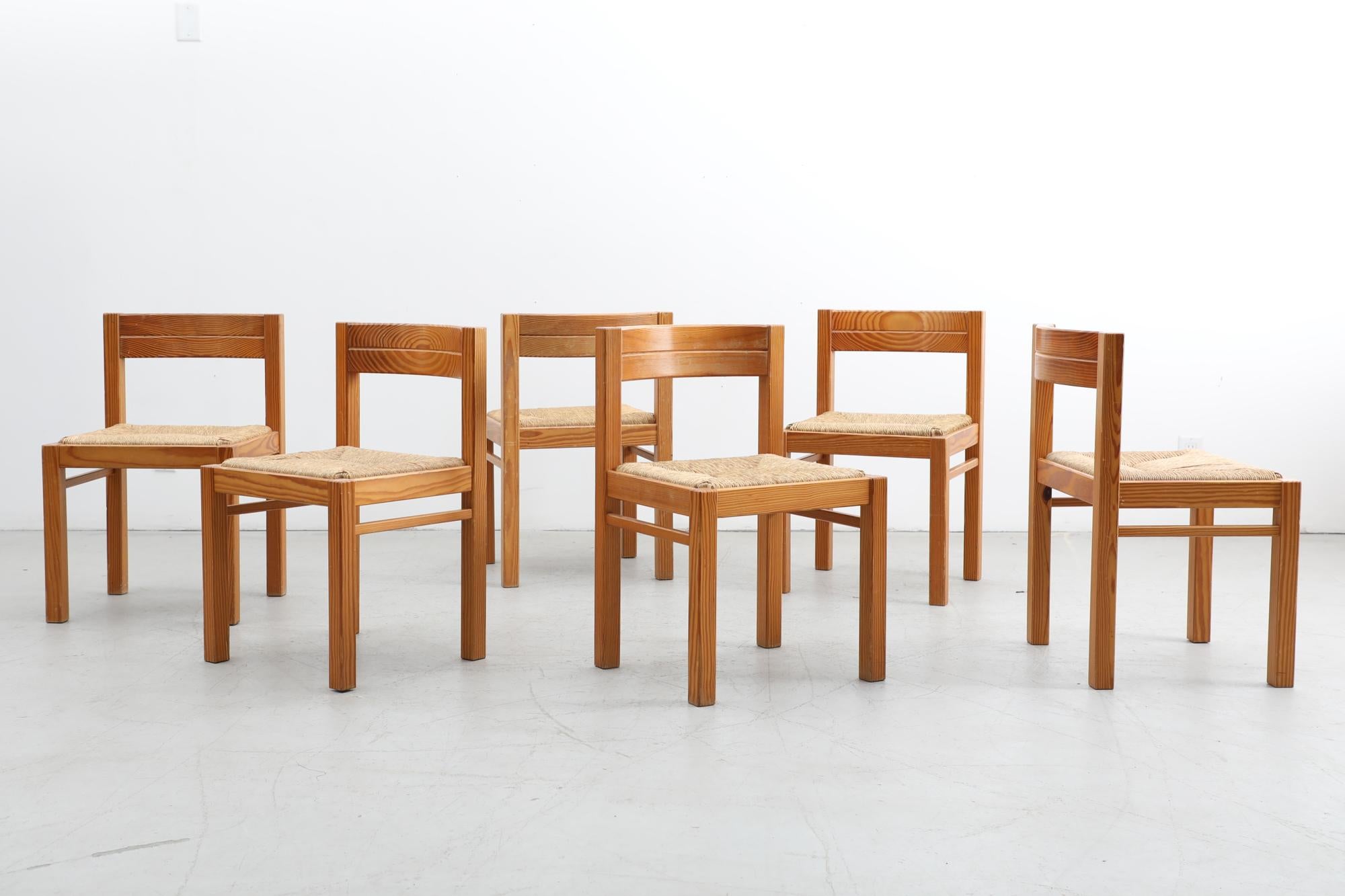 Set of 6 Pine and Rush Dining Chairs by Martin Visser for t' Spectrum 14