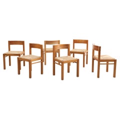 Set of 6 Pine and Rush Dining Chairs by Martin Visser for t' Spectrum