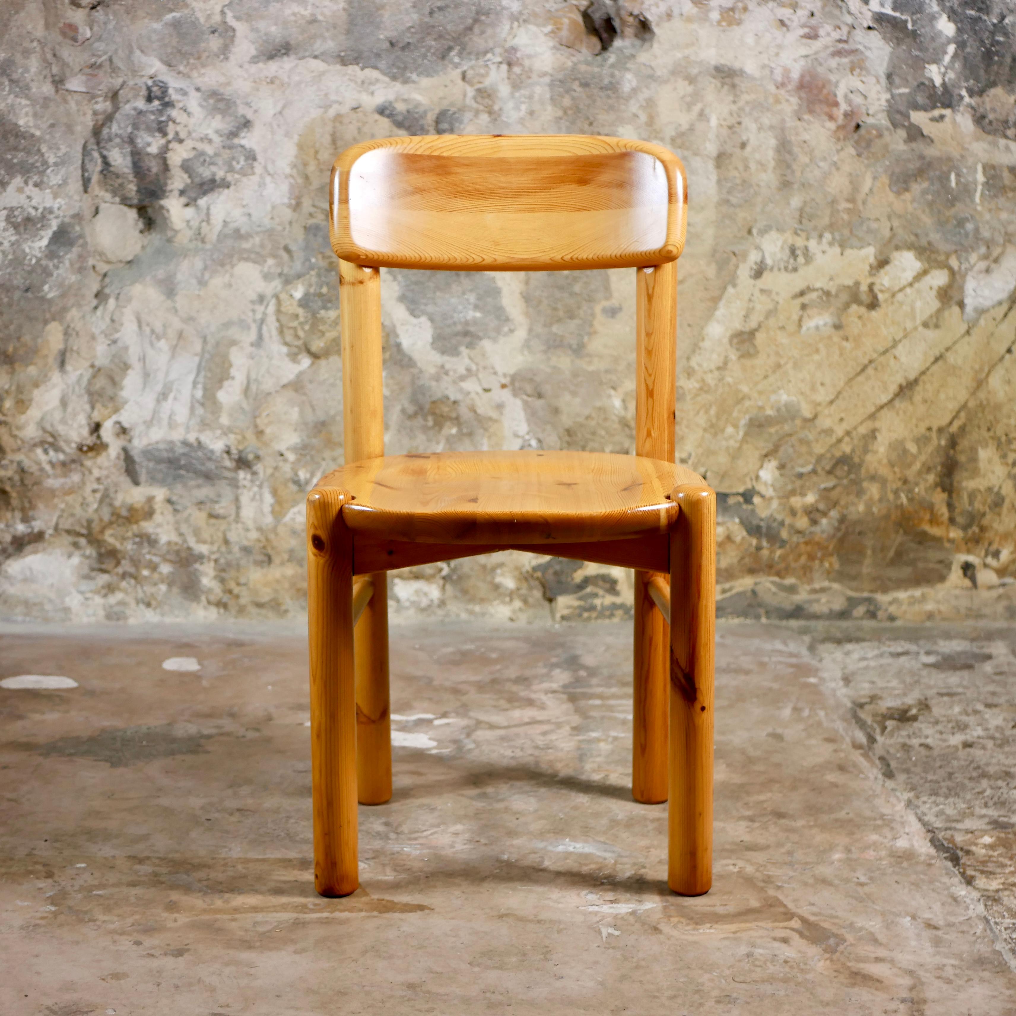 Pine Set of 6 pine chairs by Rainer Daumiller for Hirsthals Savvaerk, Denmark, 1960s For Sale