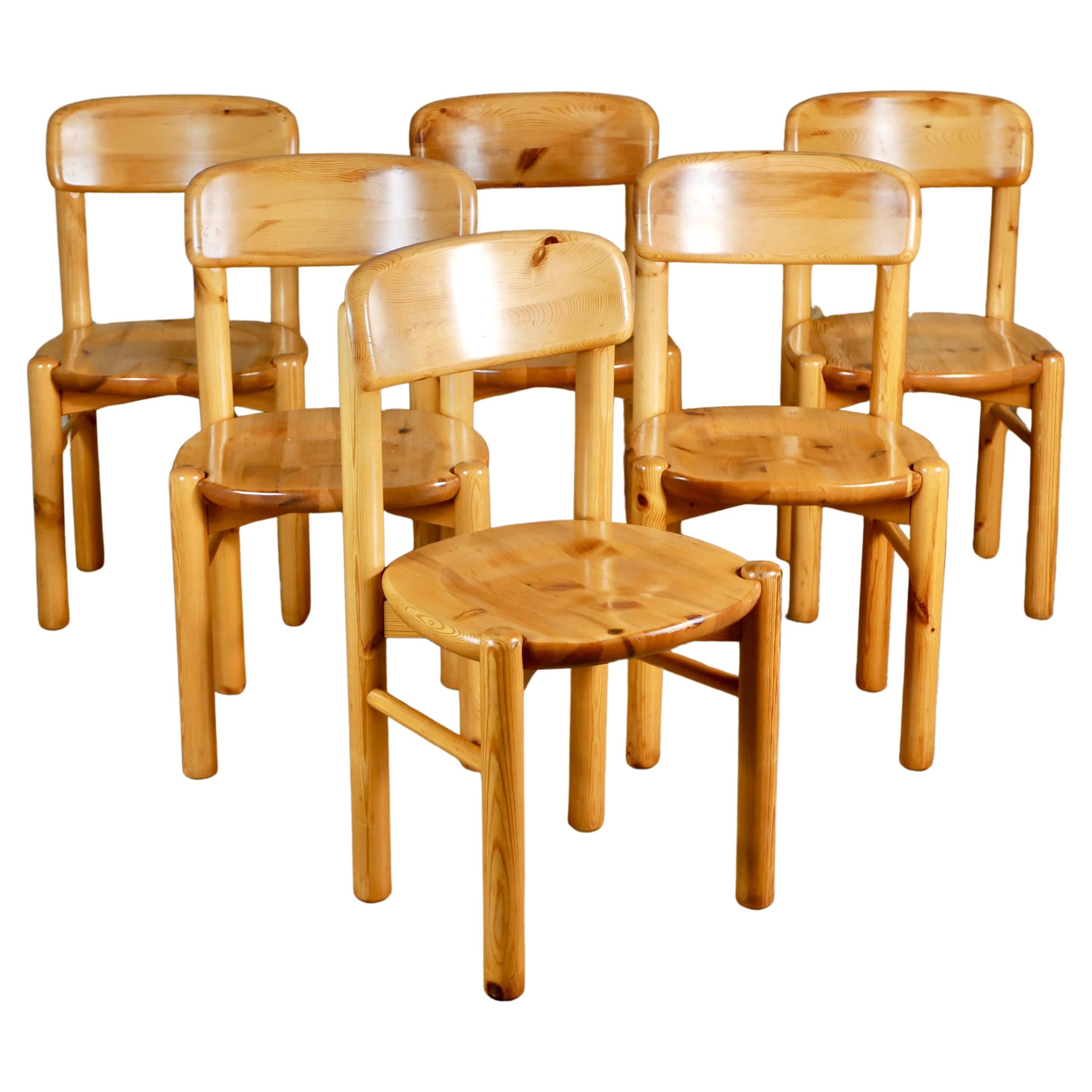 Set of 6 pine chairs by Rainer Daumiller for Hirsthals Savvaerk, Denmark, 1960s For Sale