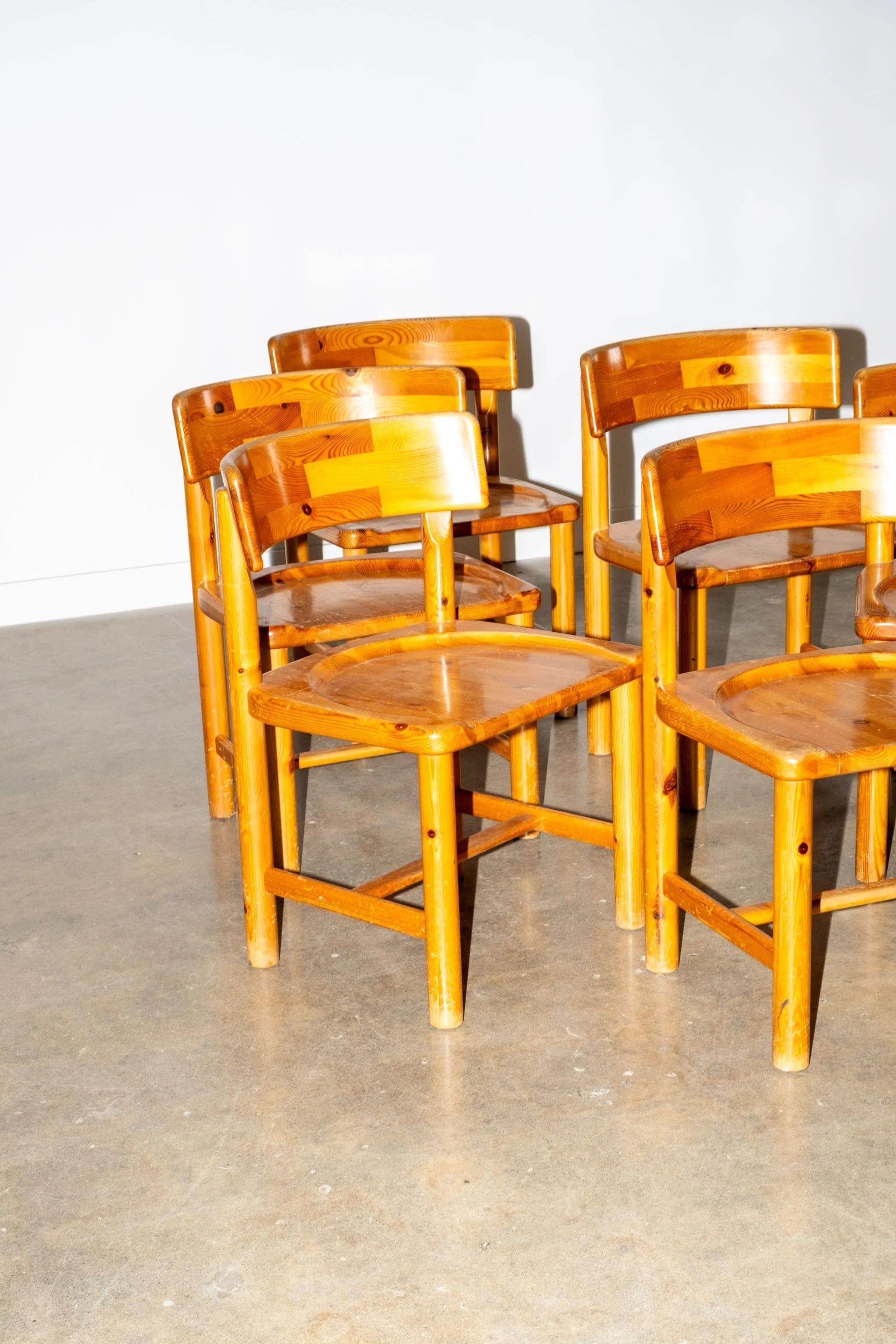Late 20th Century Set of 6 Pine Chairs by Rainer Daumiller For Sale