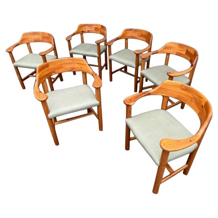Ensemble de 6 chaises de salle à manger en pin de Rainer Daumiller