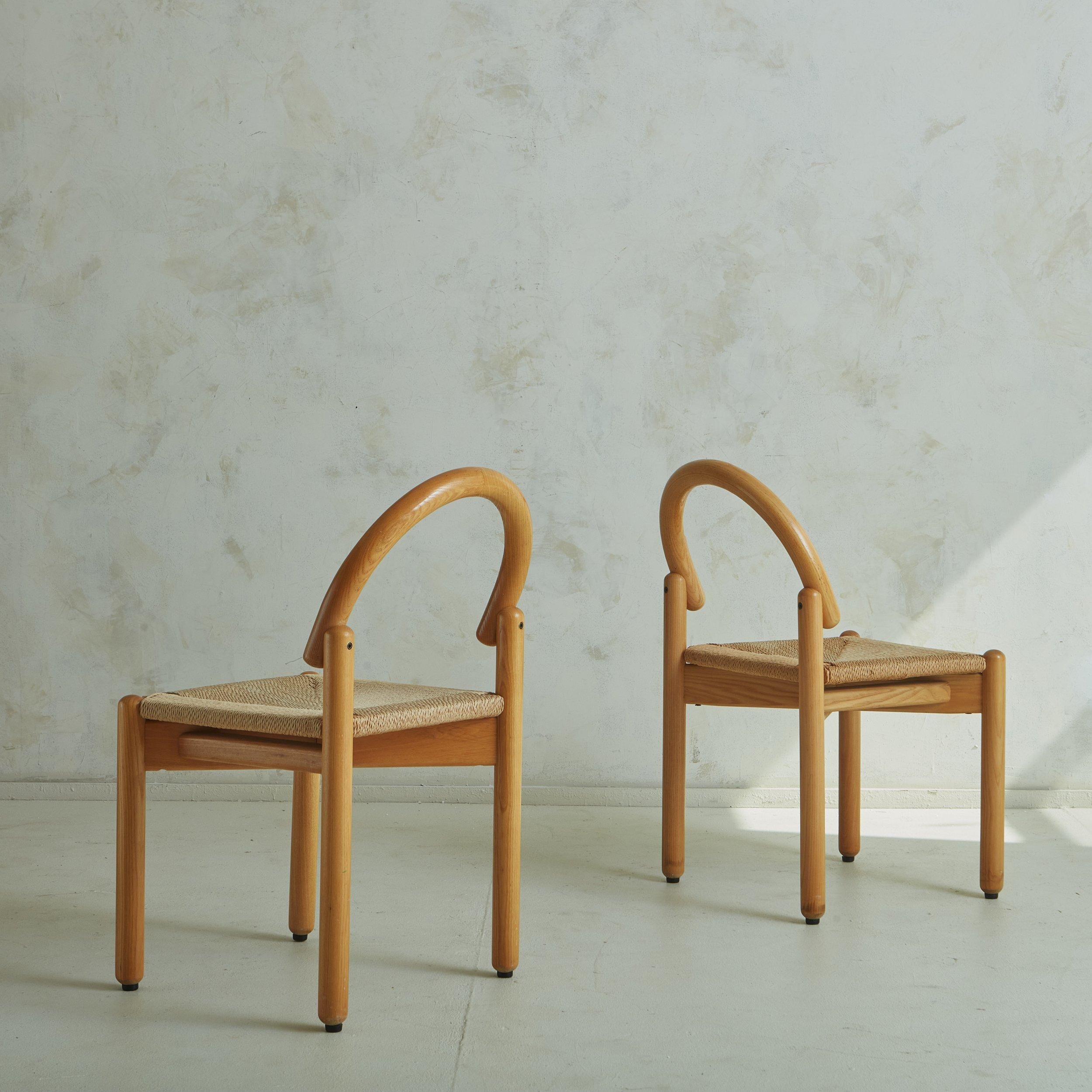 Set of 6 Pine Dining Chairs with Rope Seats Attributed to Alberto Churba For Sale 1
