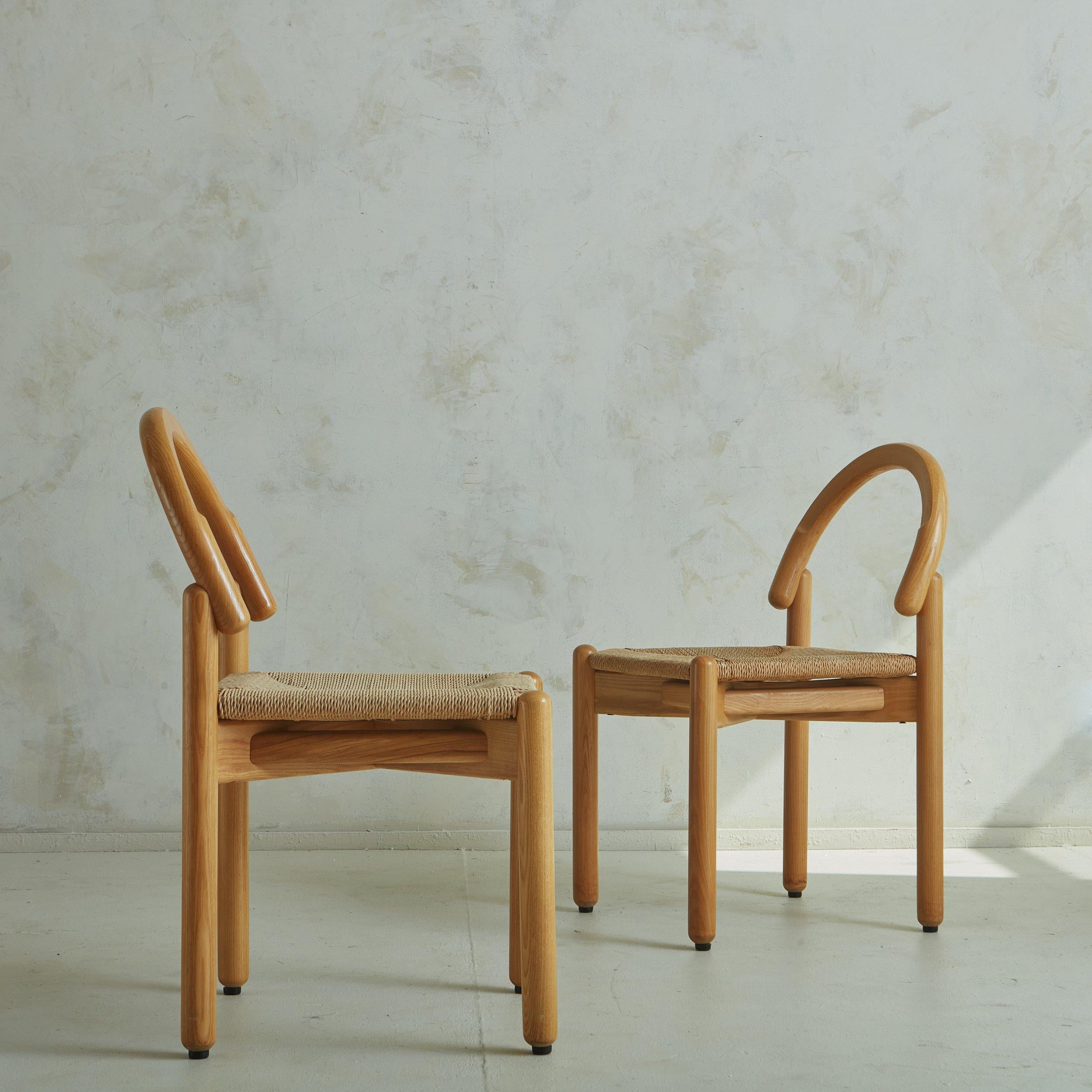 Set of 6 Pine Dining Chairs with Rope Seats Attributed to Alberto Churba For Sale 2