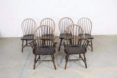 Set of 6 Pine Hoop Back Windsor Ethan Allen Style Chairs