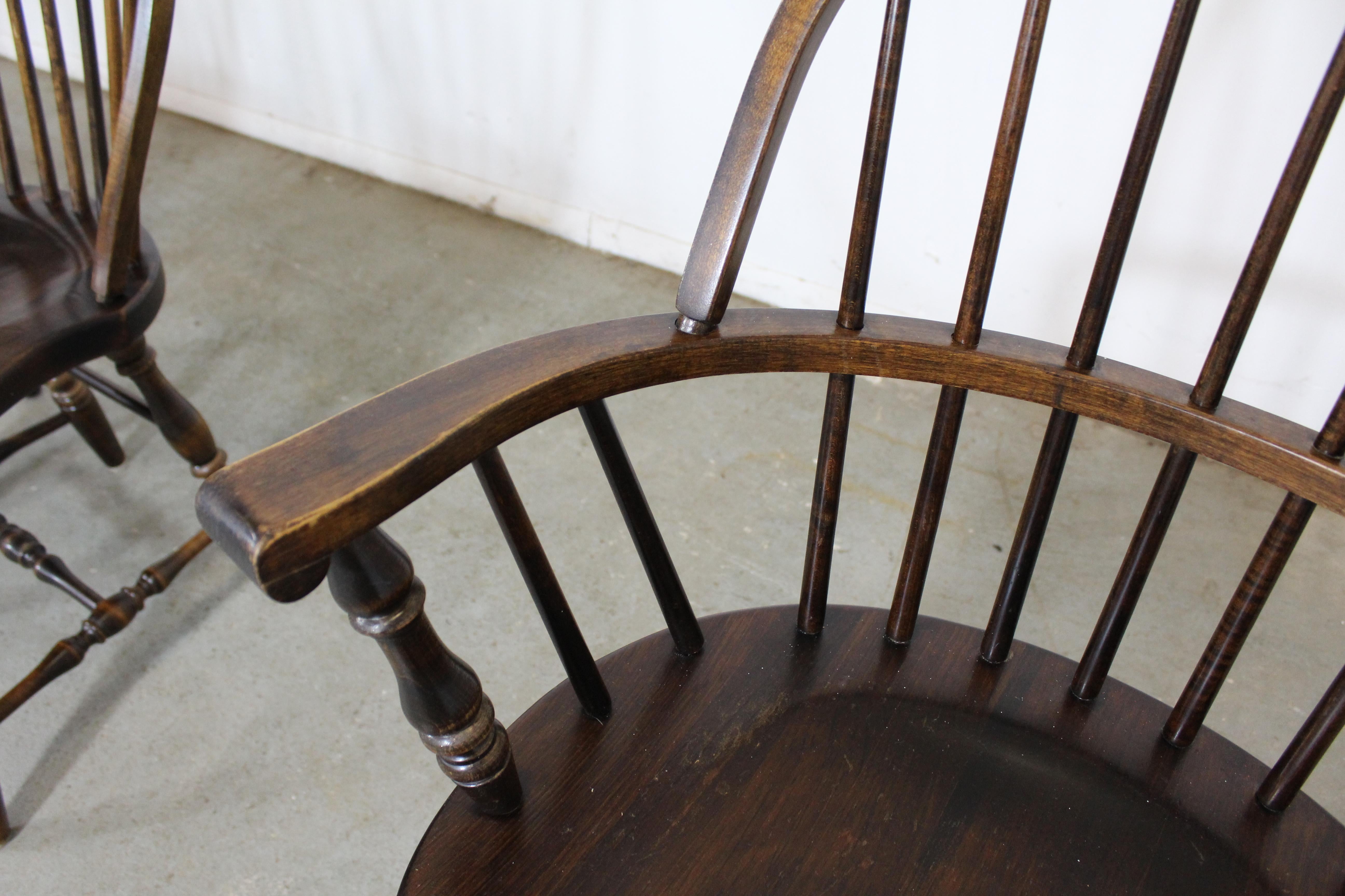 Set of 6 Pine Hoop Back Windsor Ethan Allen Style Chairs 1