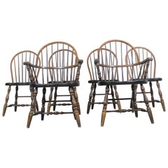Set of 6 Pine Hoop Back Windsor Ethan Allen Style Chairs