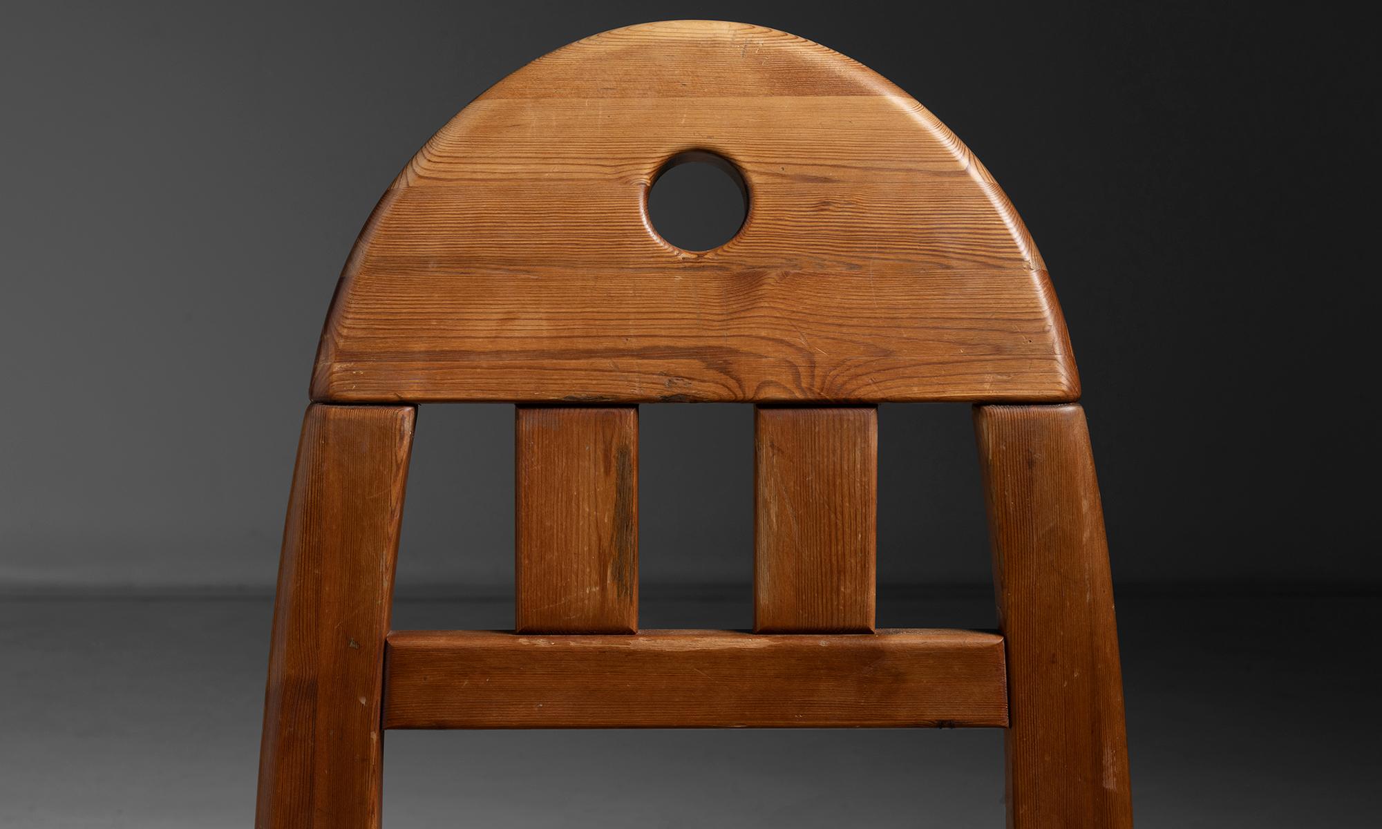 Set of (6) Pine & Leather Dining Chairs by Wasa Mobel, Germany circa 1990 For Sale 2