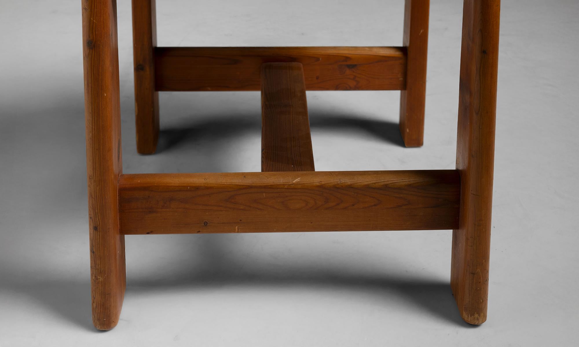 Set of (6) Pine & Leather Dining Chairs by Wasa Mobel, Germany circa 1990 For Sale 4