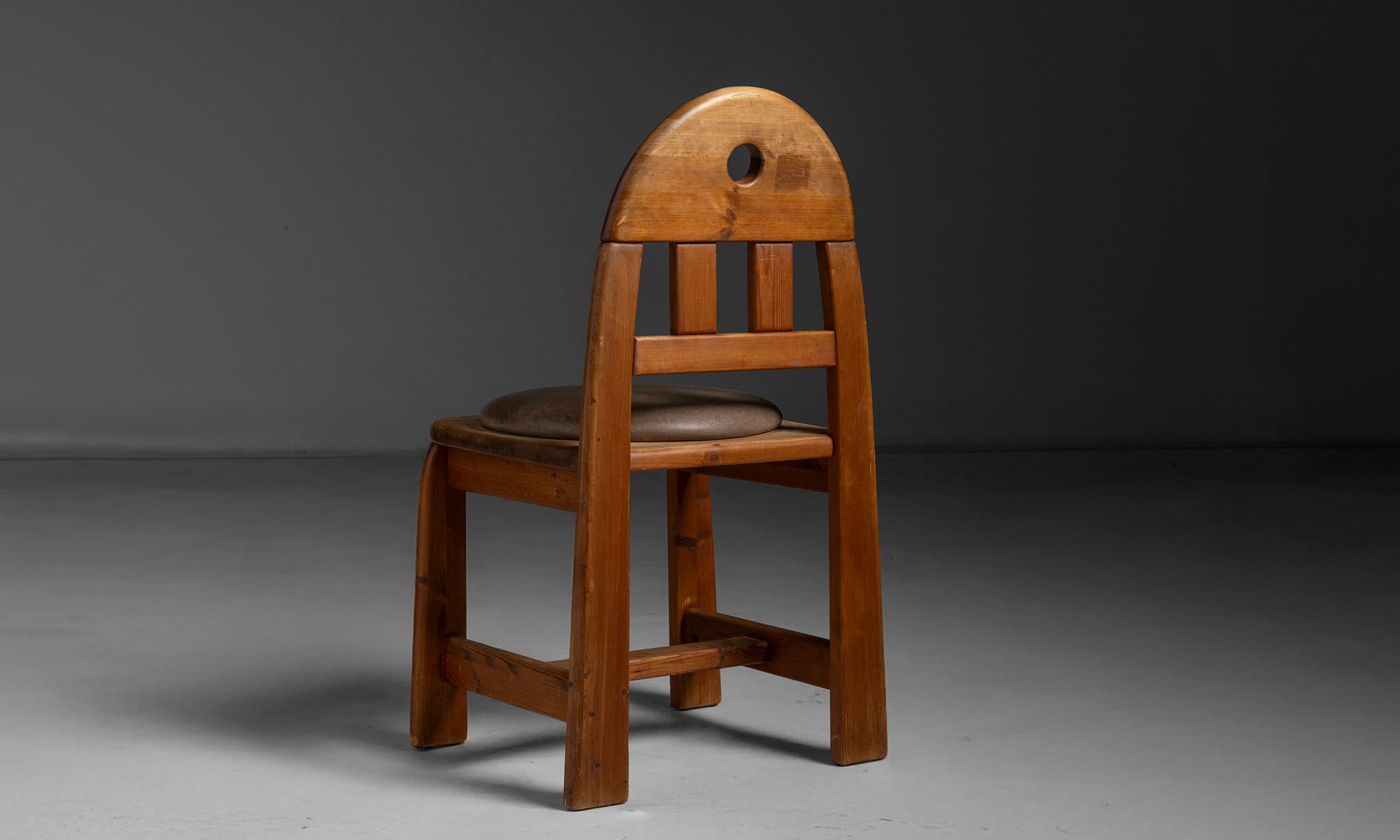 Set of (6) Pine & Leather Dining Chairs by Wasa Mobel, Germany circa 1990 For Sale 5