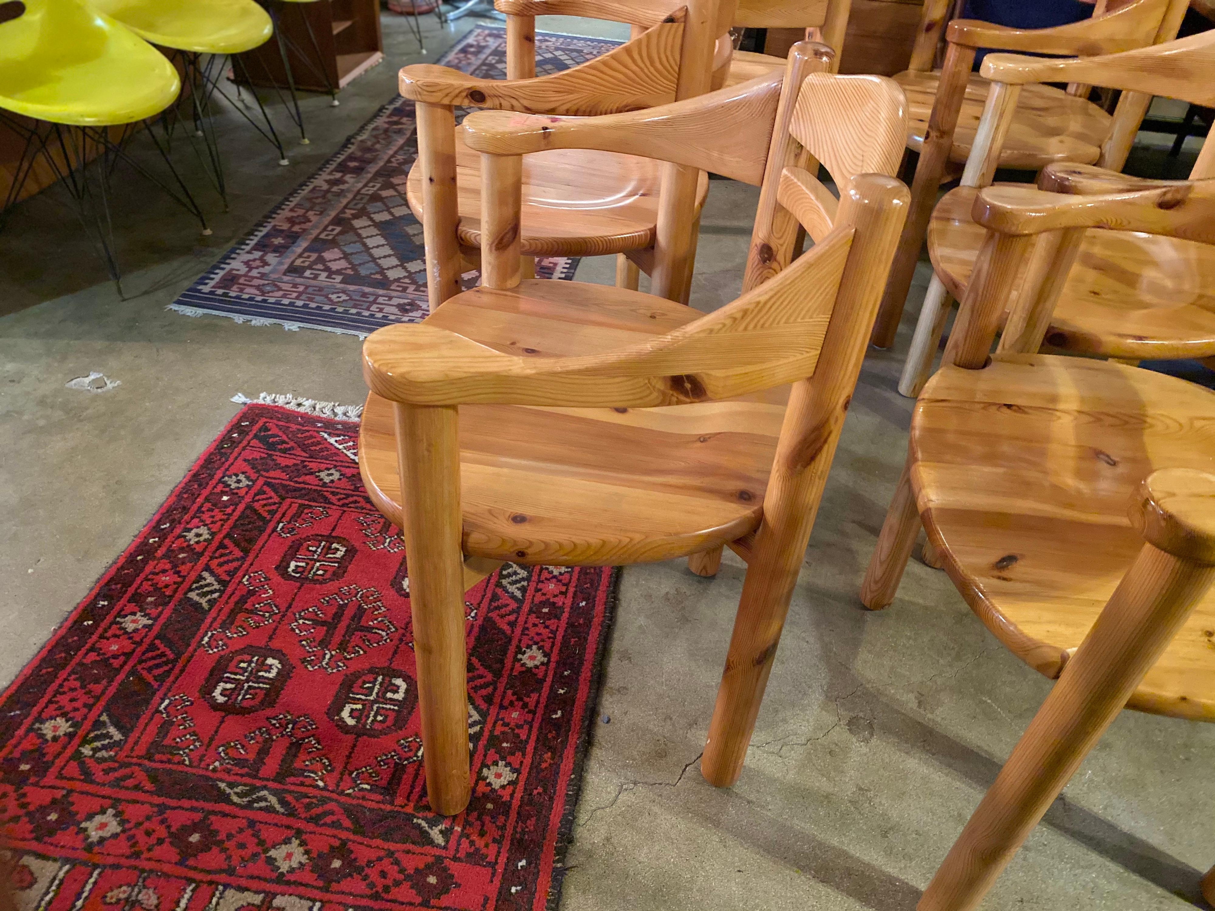 Mid-Century Modern Set of 6 Pine Rainer Daumiller Dining Chairs