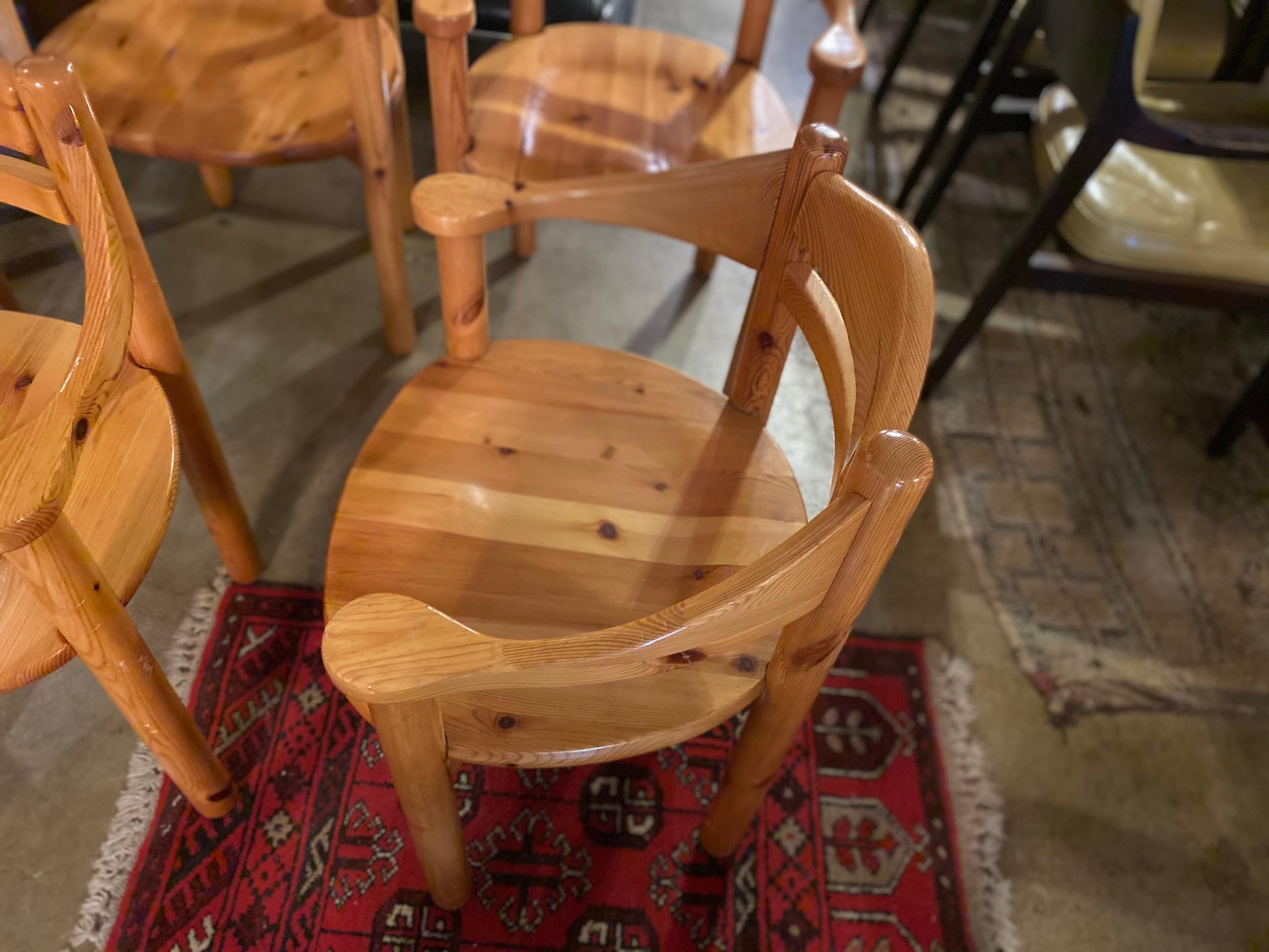 20th Century Set of 6 Pine Rainer Daumiller Dining Chairs