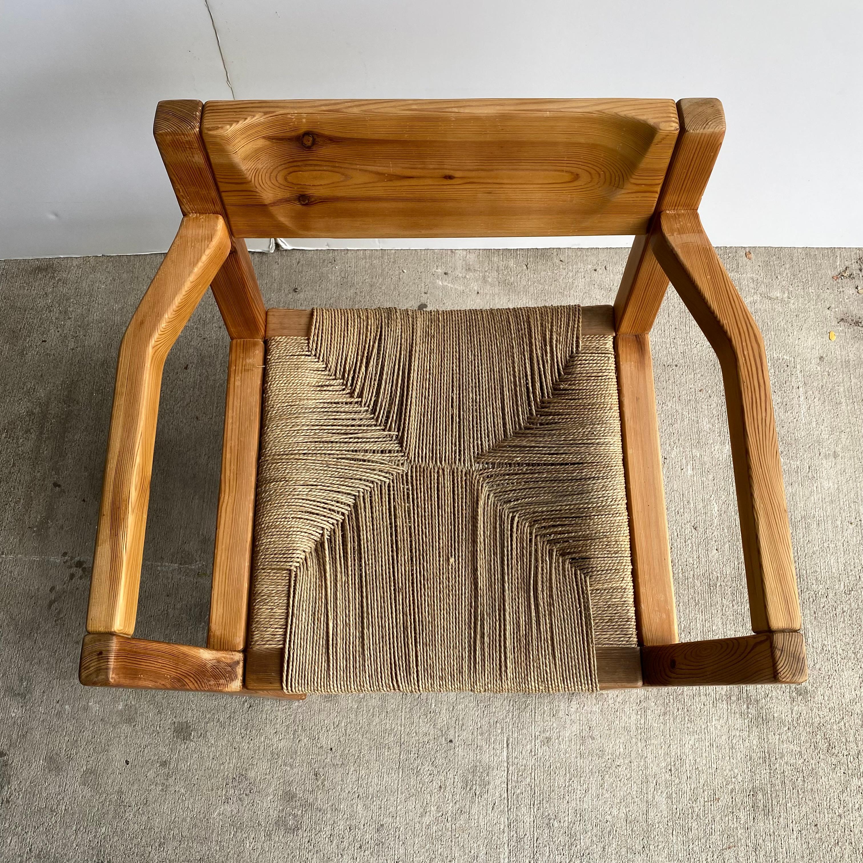 Set of 6 Pine & Rush Dining Chairs, Scandinavian Modern, 1970's 10