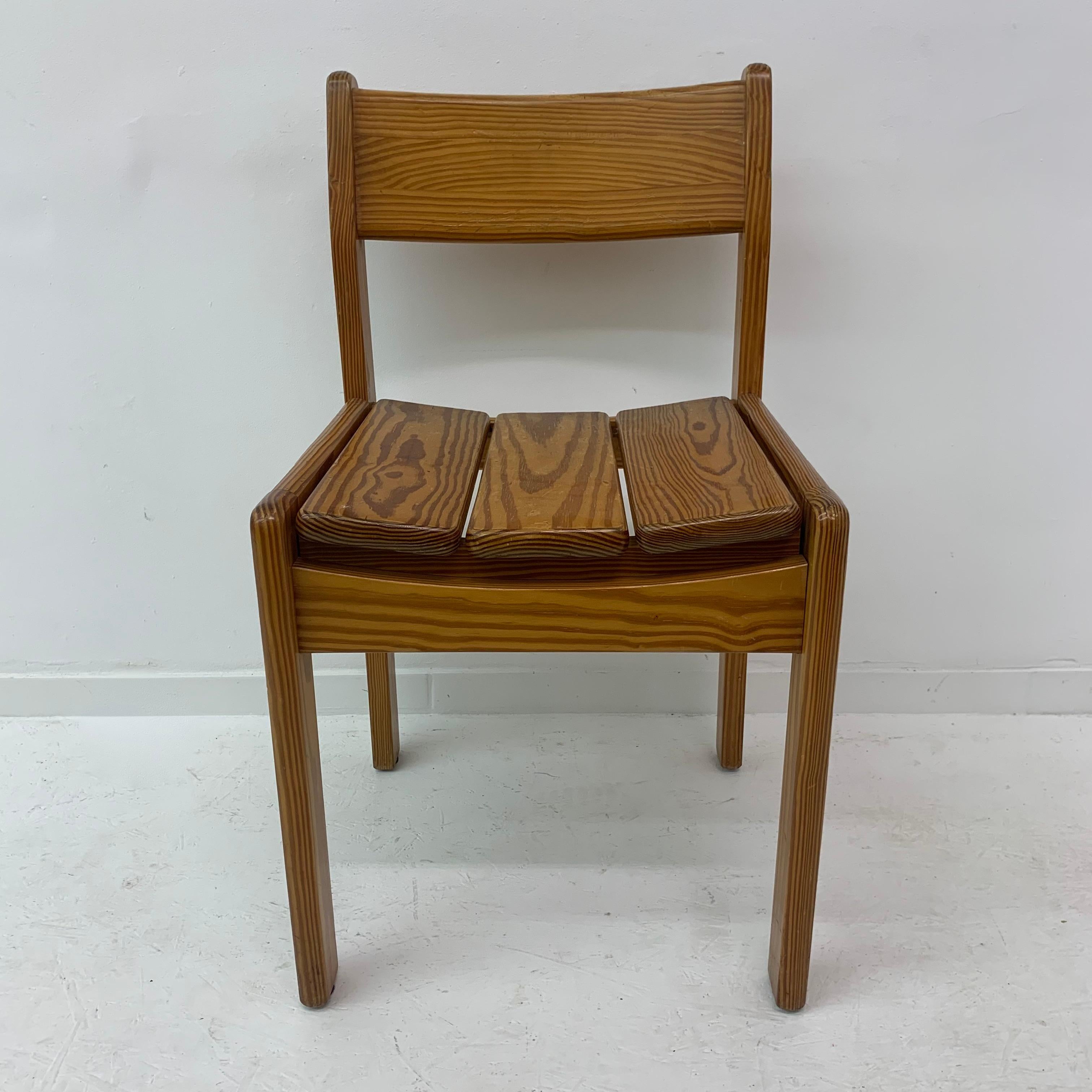Set of 6 Pine Wood Dining Chairs, 1970’s For Sale 13