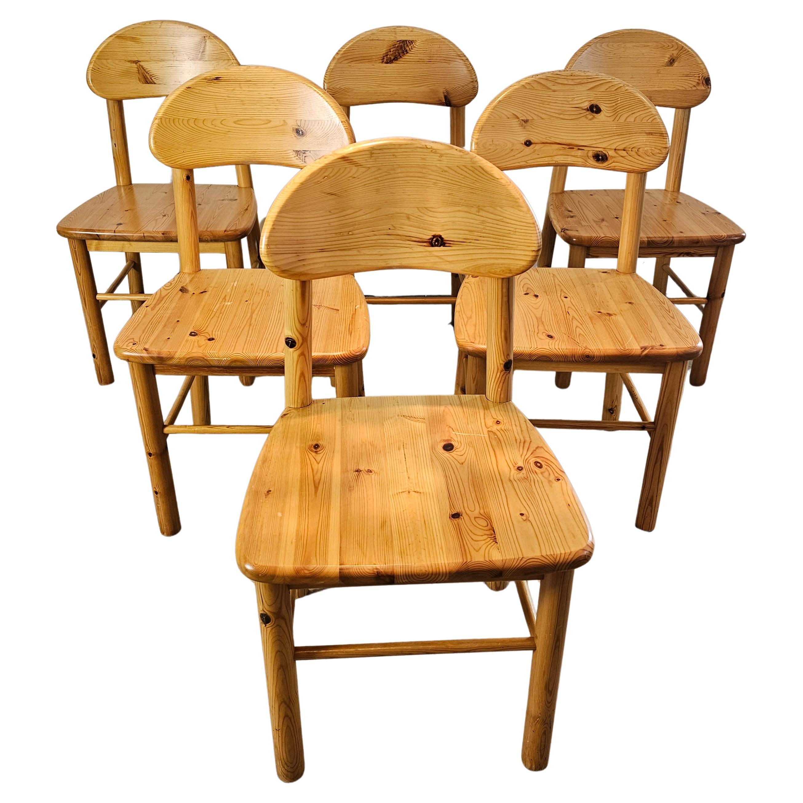 Set of 6 Pinewood Chairs 1980s