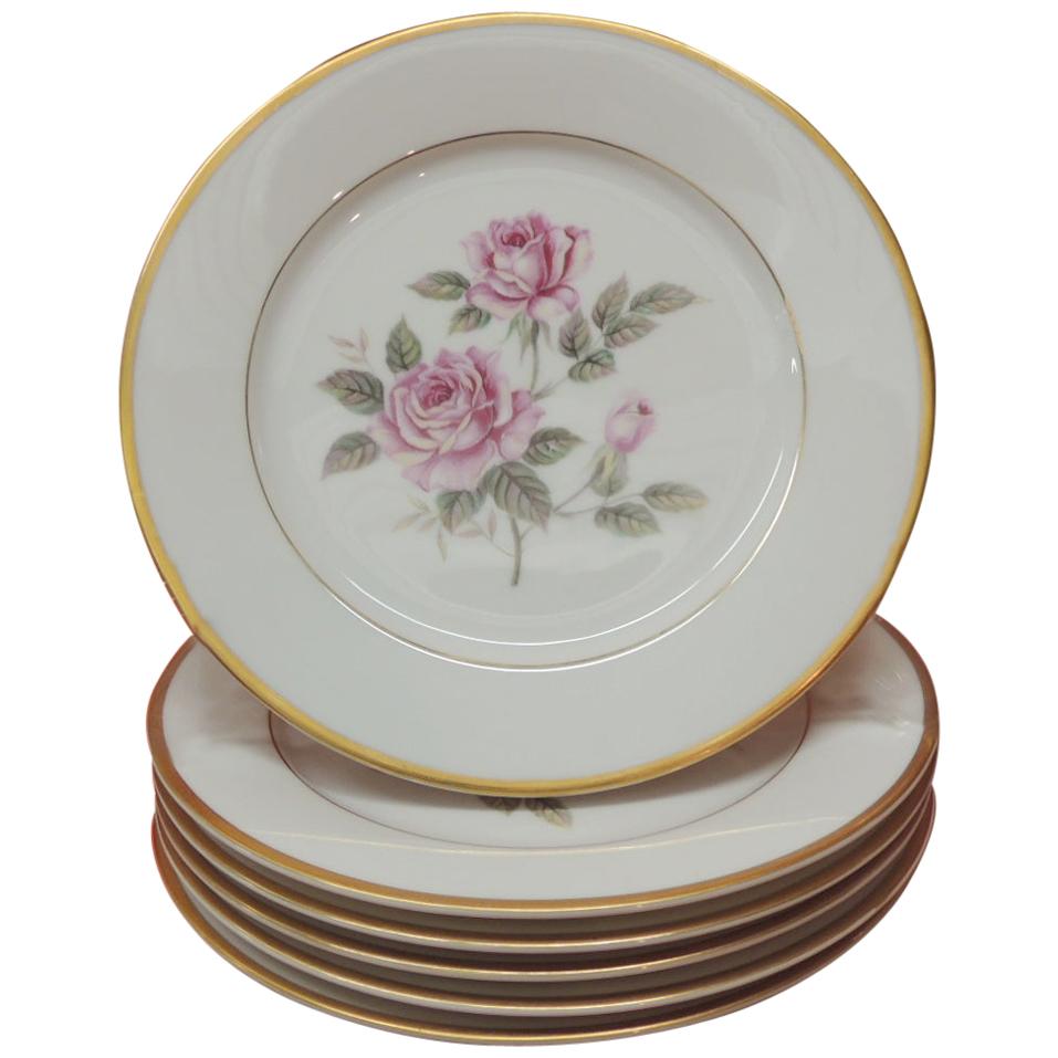 Set of '4' Gold and White Porcelain Plates For Sale at 1stdibs