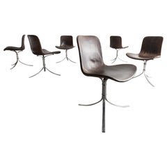 Satz von 6 Stühlen „PK-9“ in Schwarz von Poul Kjaerholm, Dänemark, 1961