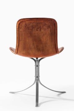 Set of 6 PK-9 Dining Chairs in Leather & Steel by Poul Kjærholm, 1960