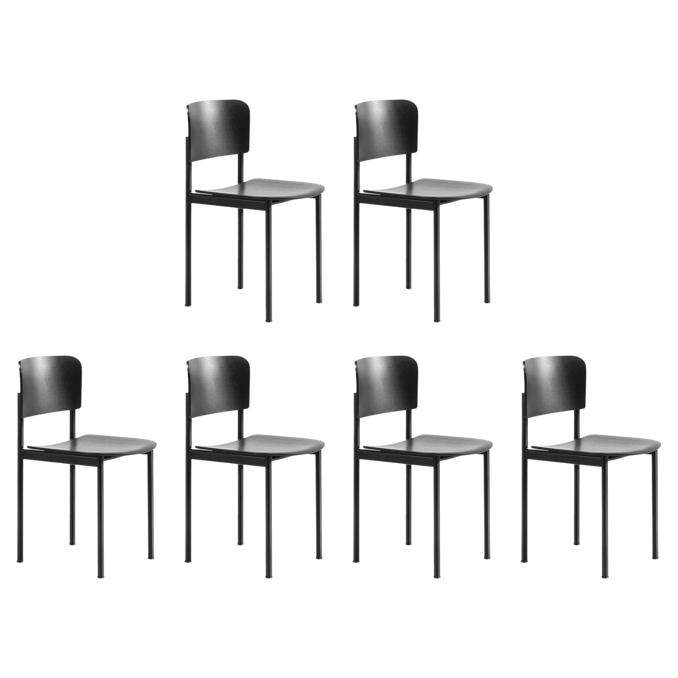 Set of 6 Plan Chairs, Black Ash /Black Steel, Edward Barber & Jay Osgerby