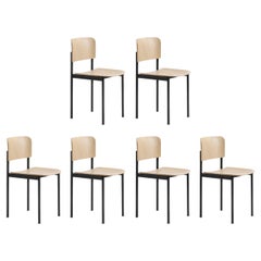 Set of 6 Plan Chairs, Oak/Black Steel, Edward Barber & Jay Osgerby, Fredericia