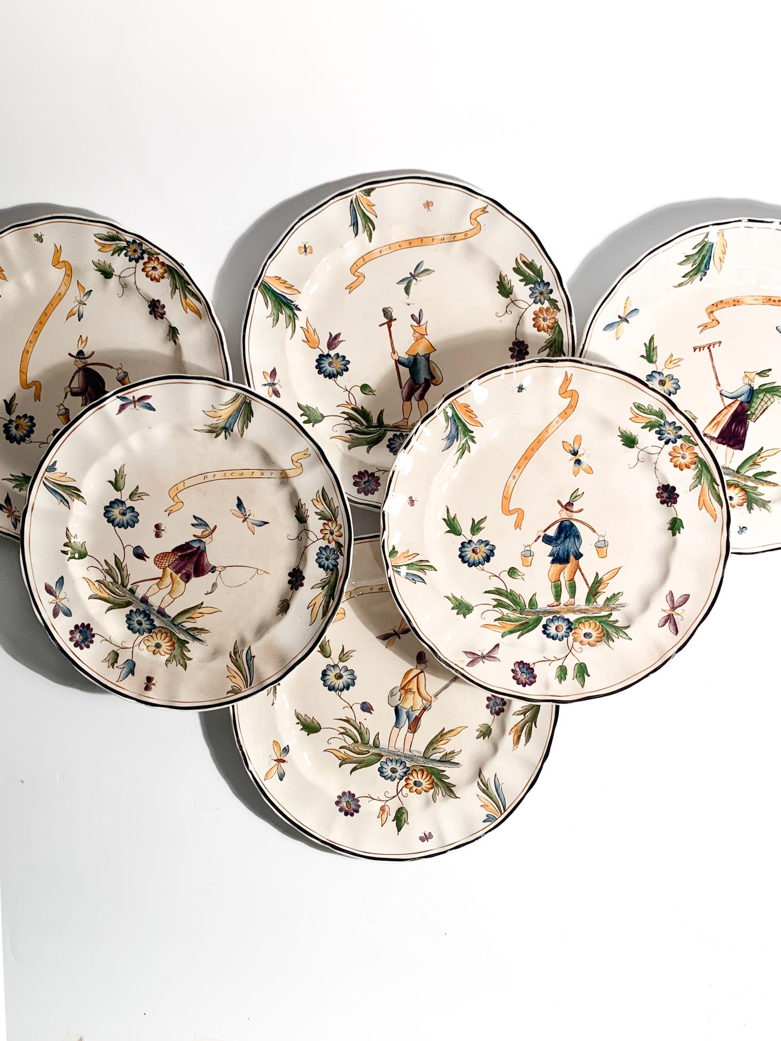 Set of 6 plates Gio Ponti Hermione collection for Richard Ginori, 1930s 3