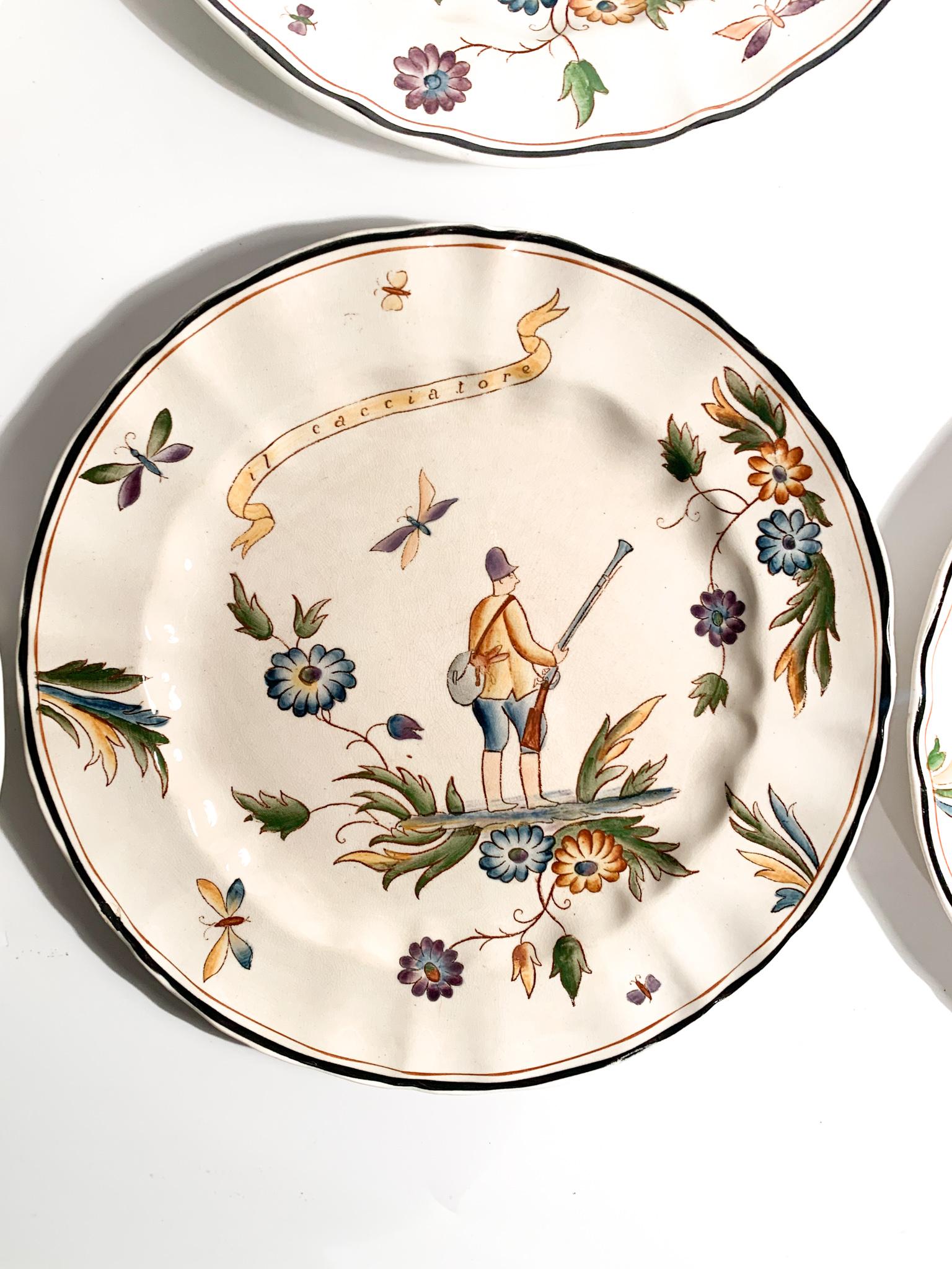 Italian Set of 6 plates Gio Ponti Hermione collection for Richard Ginori, 1930s