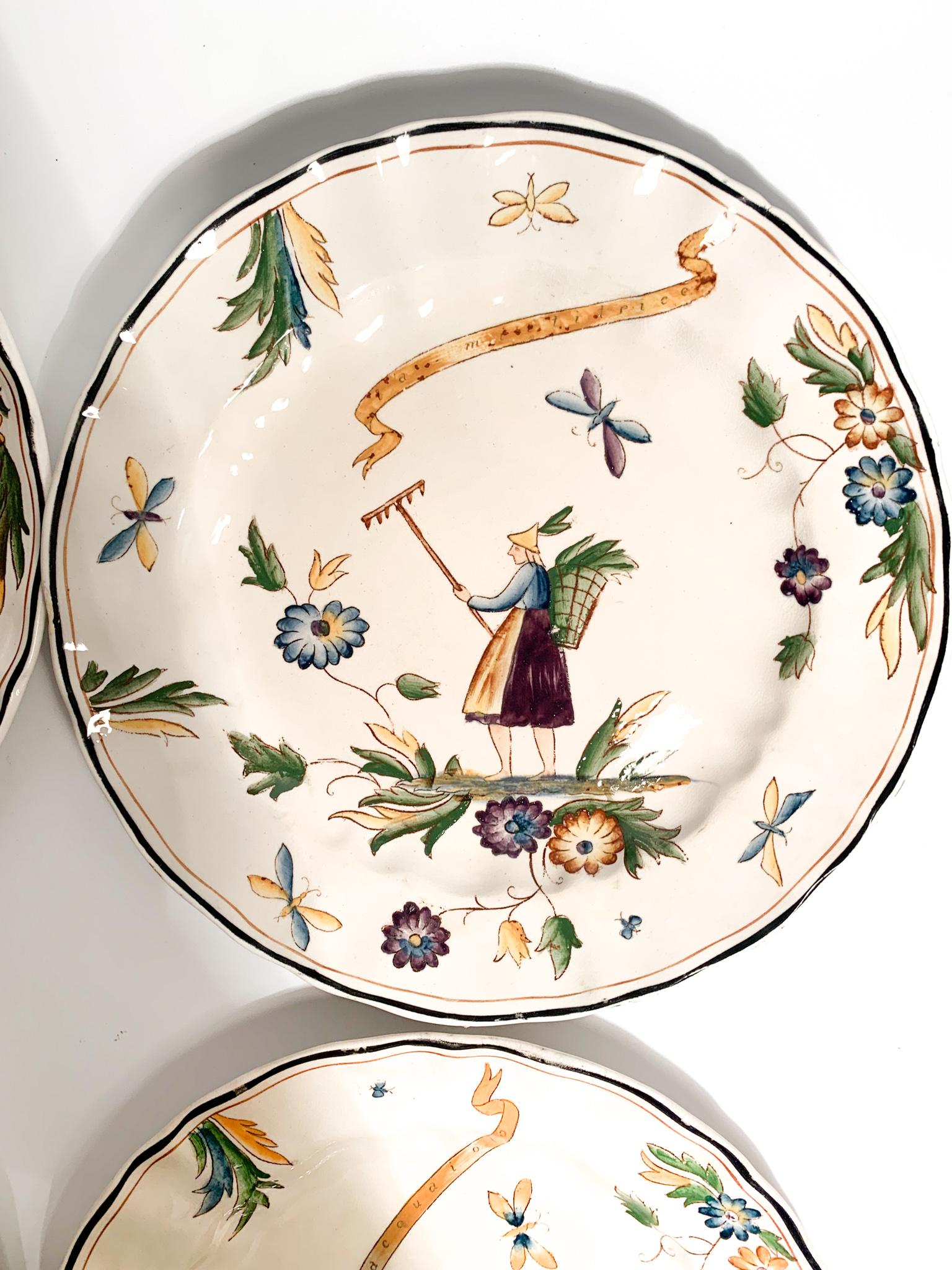 Mid-20th Century Set of 6 plates Gio Ponti Hermione collection for Richard Ginori, 1930s