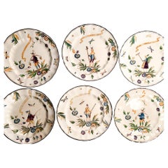 Set of 6 plates Gio Ponti Hermione collection for Richard Ginori, 1930s