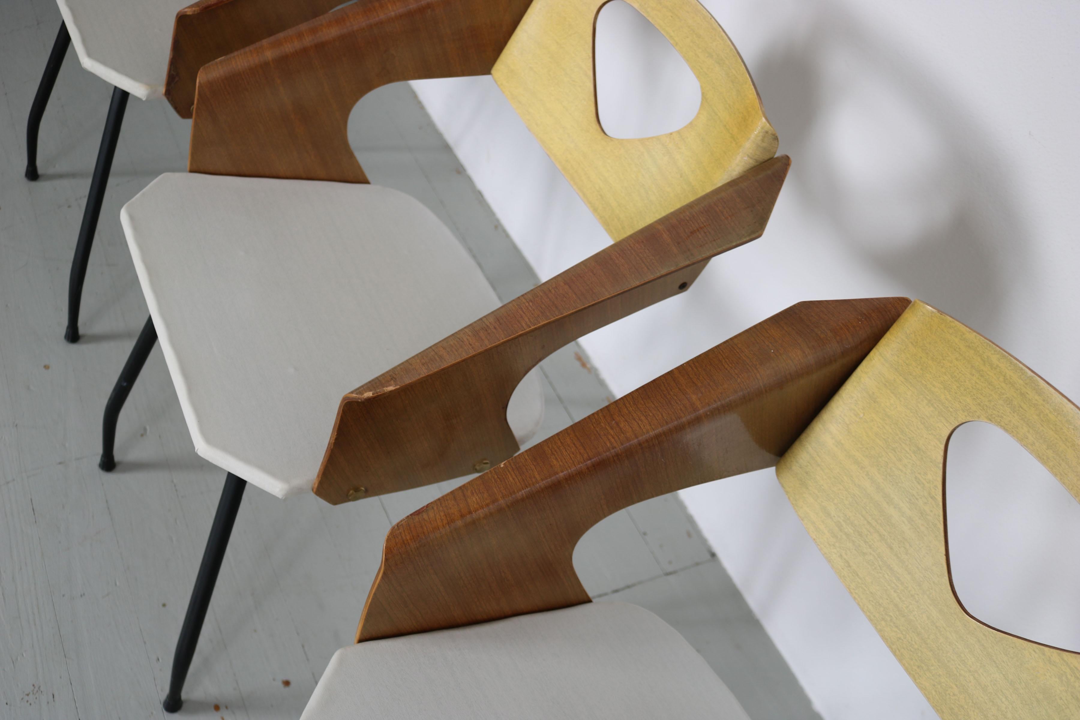 Set of 6 plywood chairs, 1950s, Carlo Ratti, Italy, Industria Legni Curvati For Sale 13