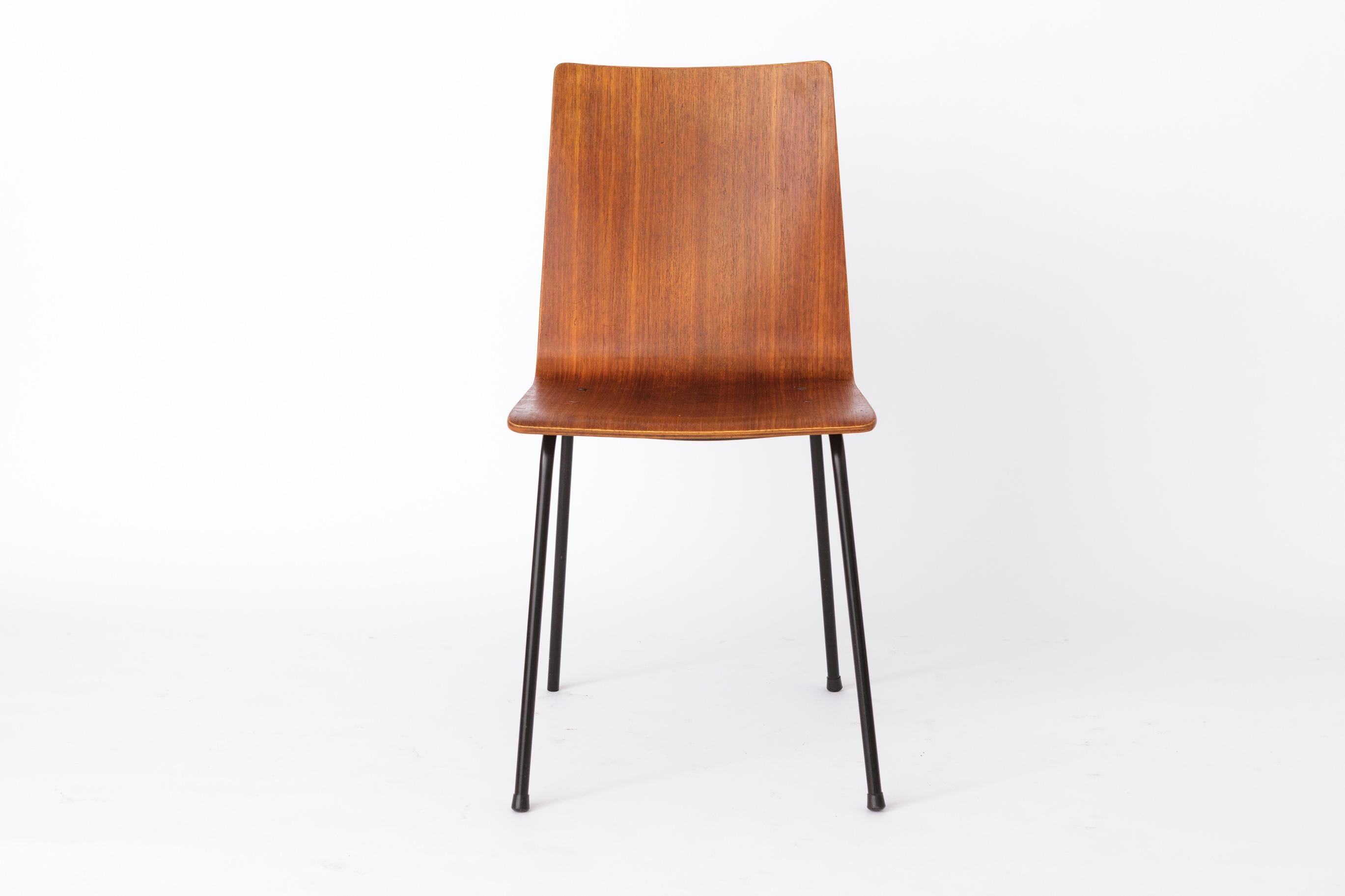 Mid-Century Modern Set of 6 Plywood Vintage Chairs 1960s - German Design For Sale