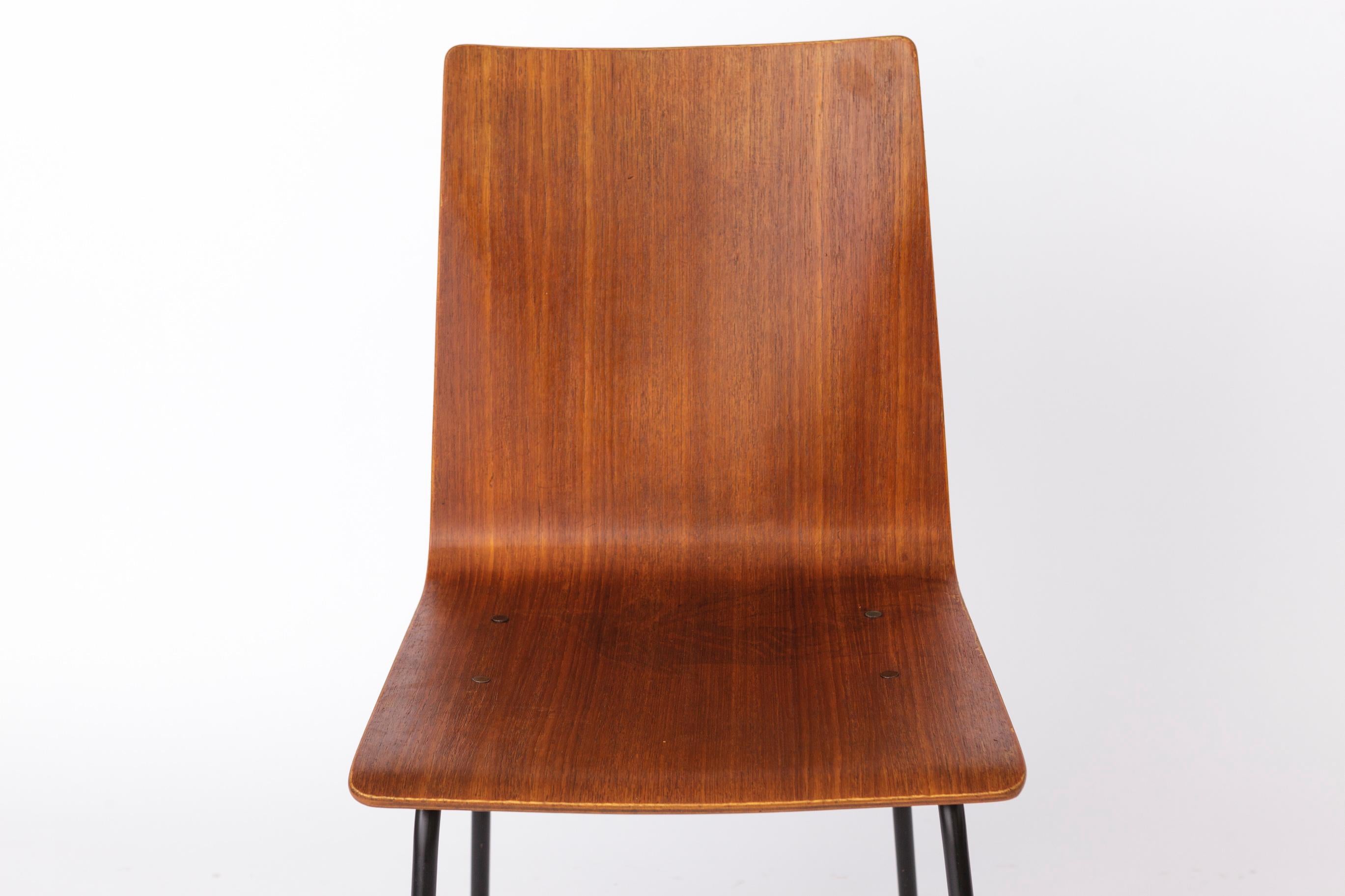 Polished Set of 6 Plywood Vintage Chairs 1960s - German Design For Sale