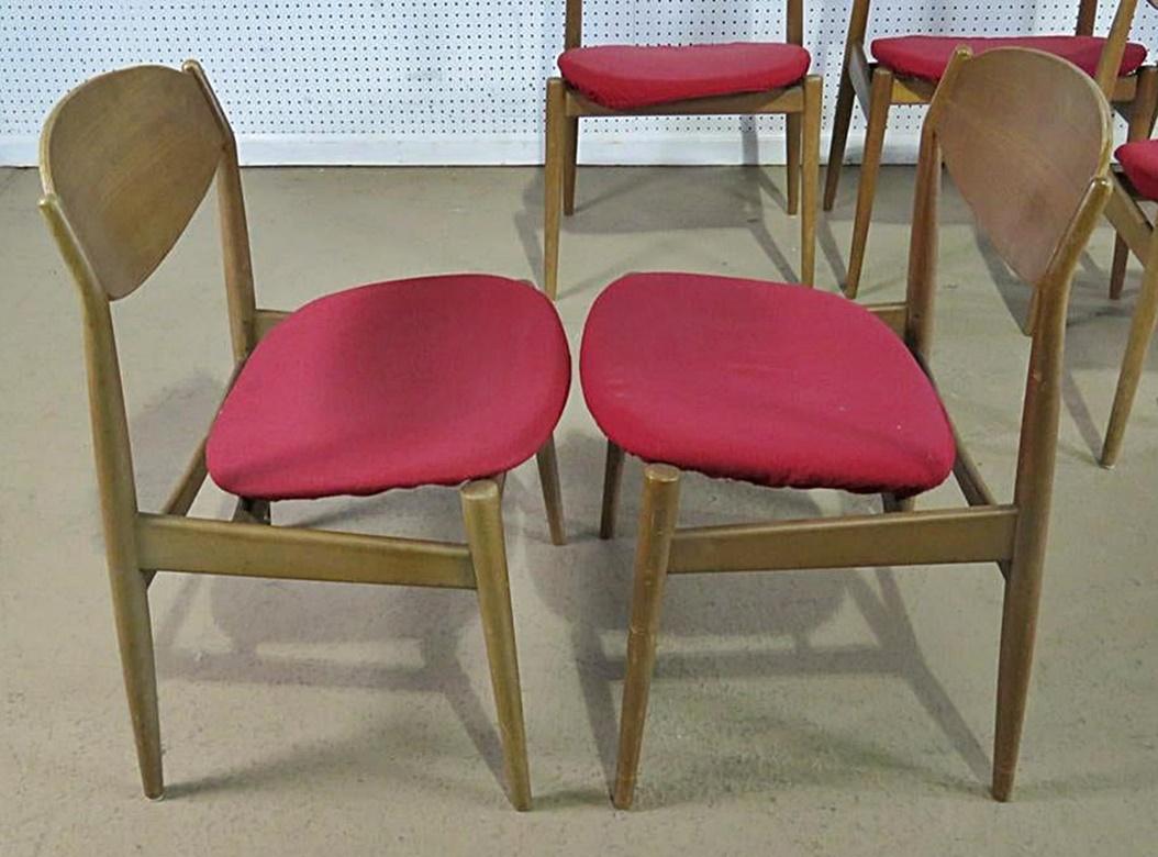Set of 6 Italian ISA Ponte S Pietro teak Mid-Century Modern dining side chairs.