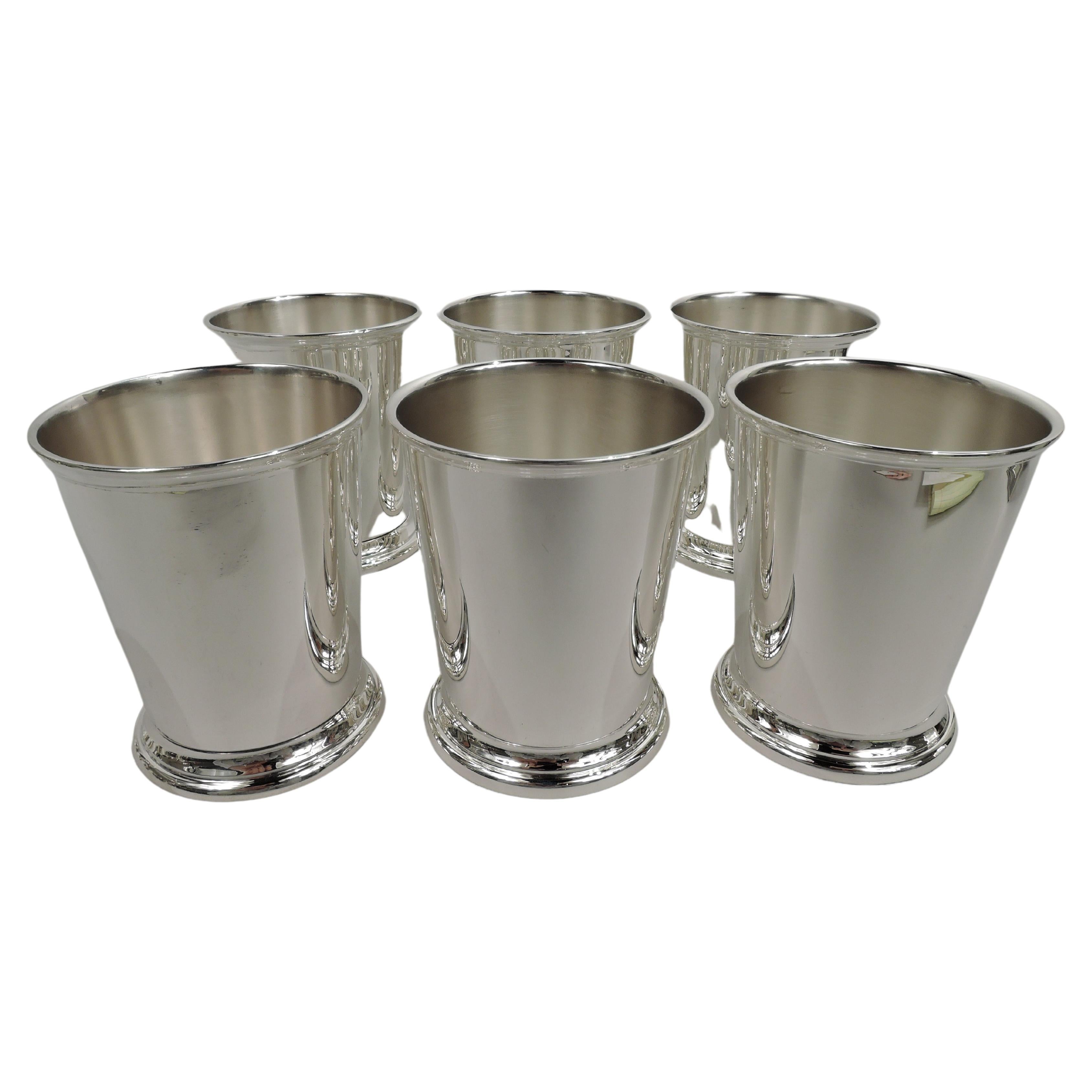 Set of 6 Poole Sterling Silver Mint Julep Cups