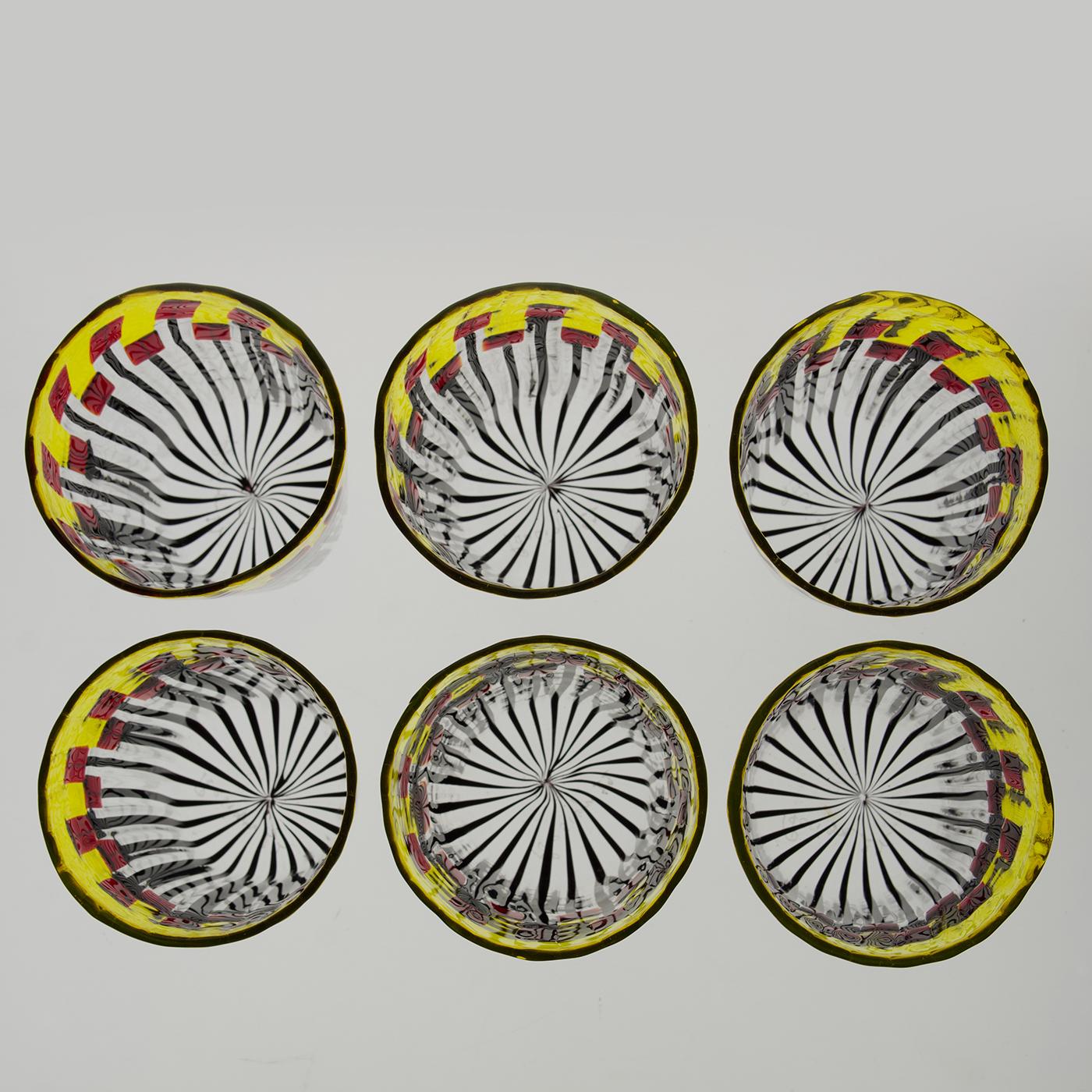 6er-Set Mohnblumenfeld-Sonnenaufgang-Glasbecher von SIlvio Piattelli (Italienisch) im Angebot