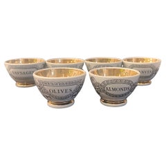 Juego de 6 cuencos de porcelana para aperitivos de Piero Fornasetti Años 70
