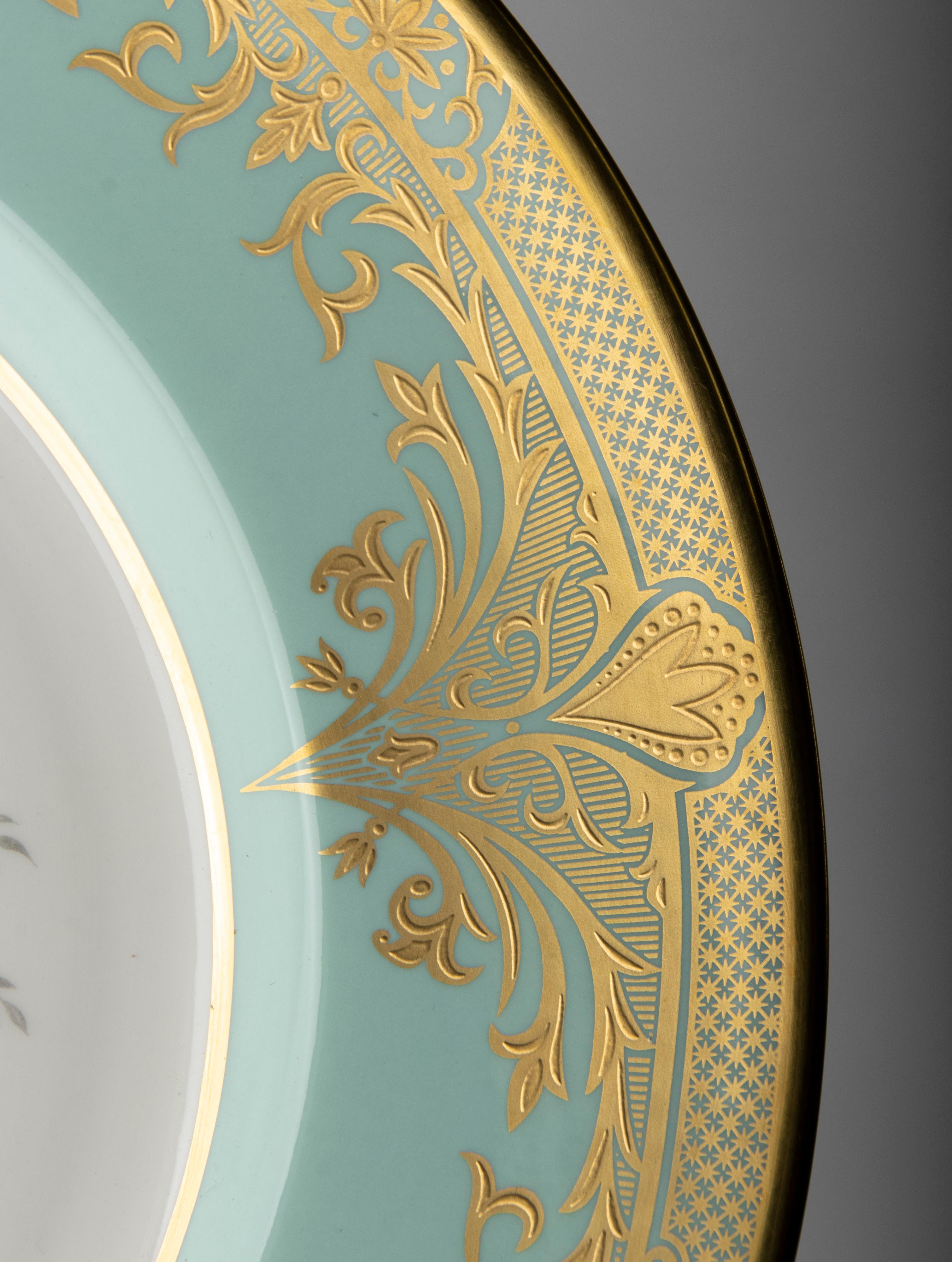 Hand-Crafted Set of 6 Porcelain Dinner Plates by Caverswall