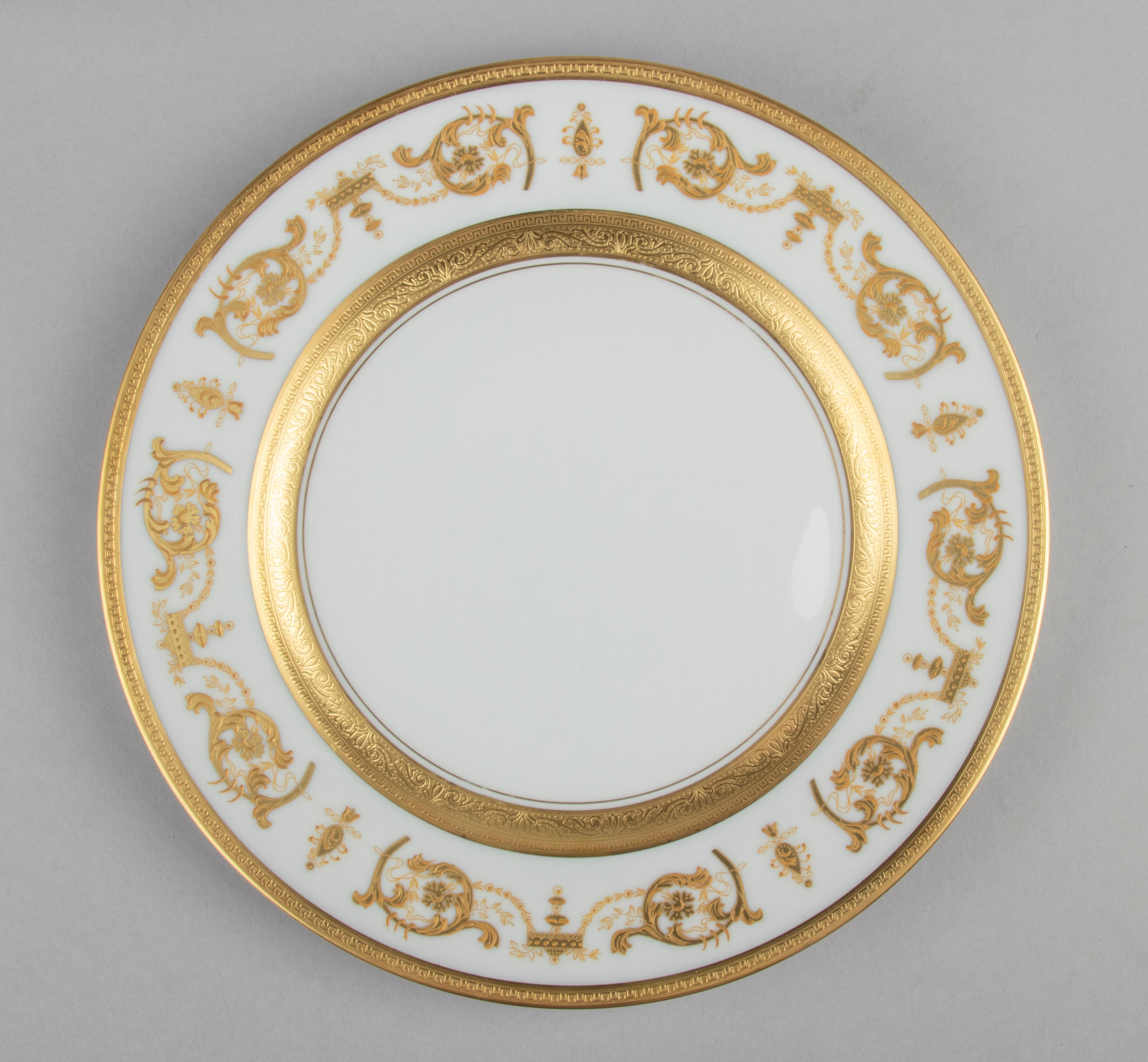 Set of 6 Porcelain Dinner Plates made by Haviland model Impérator Or 10