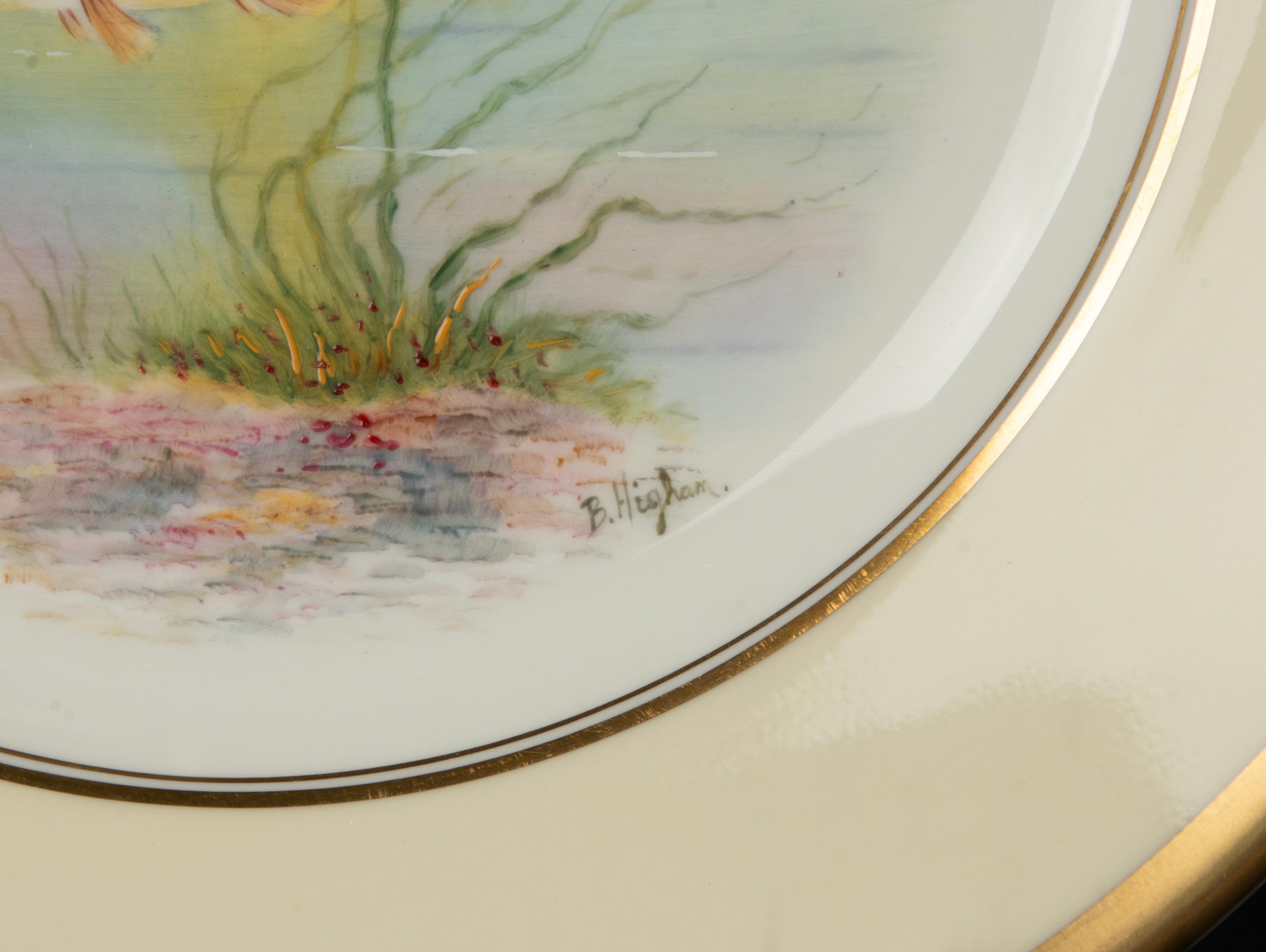Set of 6 Porcelain Fish Plates - Minton - Hand Painted 3
