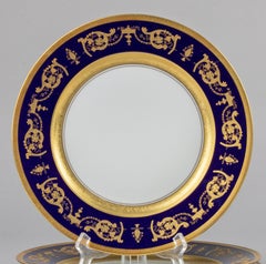 Set of 6 Porcelain Haviland Dinner Plates Pattern Impérator Bleu de Four