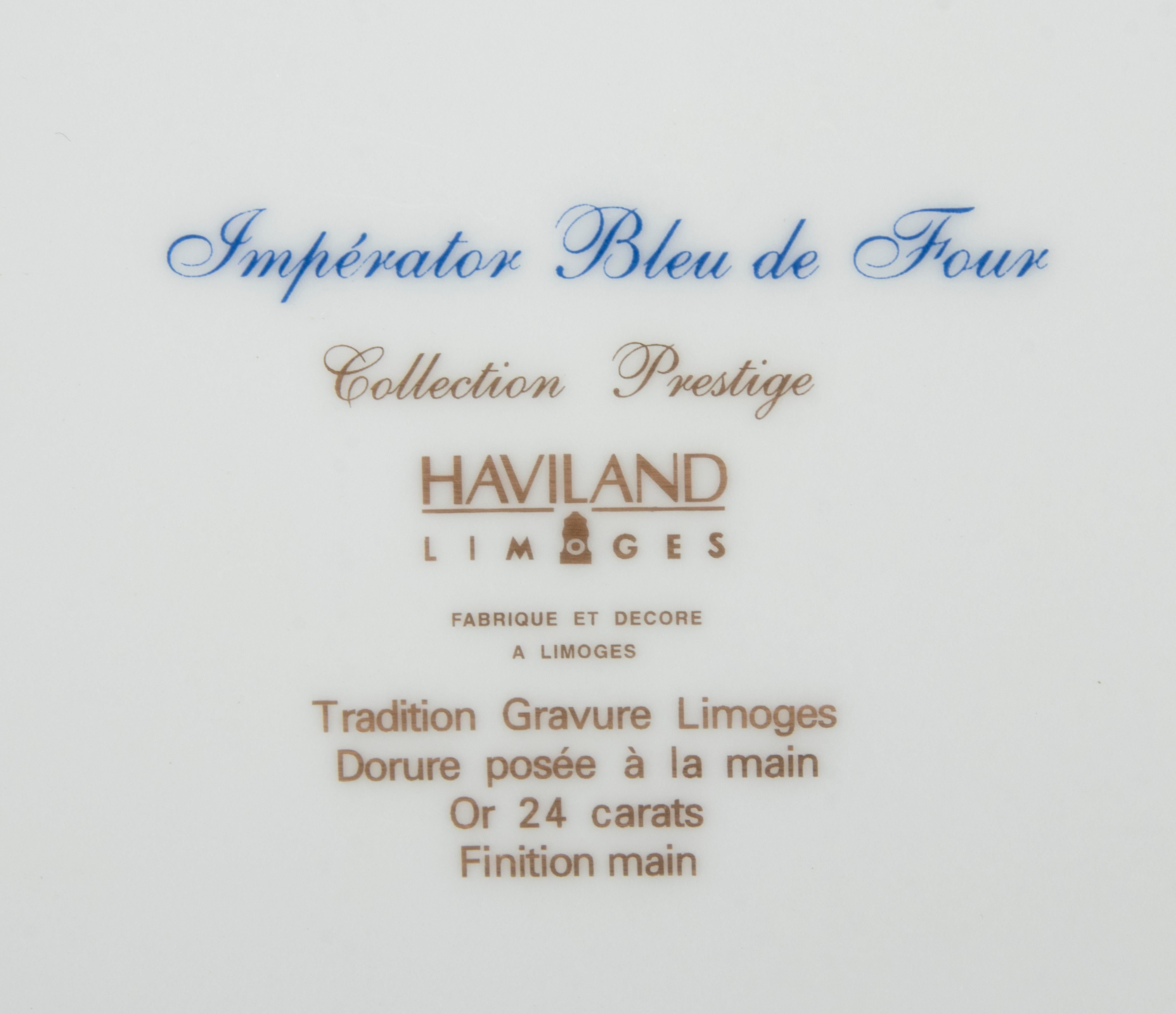 Set of 6 Porcelain Haviland Dinner Plates Pattern Impérator Bleu de Four In Good Condition In Casteren, Noord-Brabant