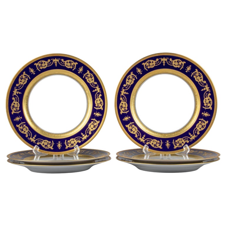 Set of 6 Porcelain Haviland Dinner Plates Pattern Impérator Bleu de