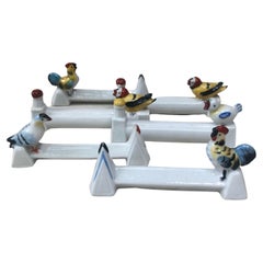 Set of 6 Porcelain Knife Rest with Birds, circa 1930