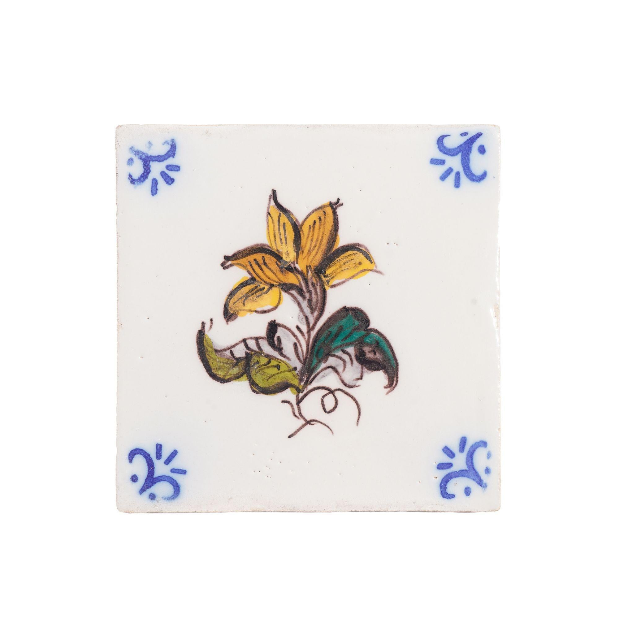 Ensemble de 6 carreaux de faïence botanique portugais peints à la main par Fábrica Sant'Anna en vente 5