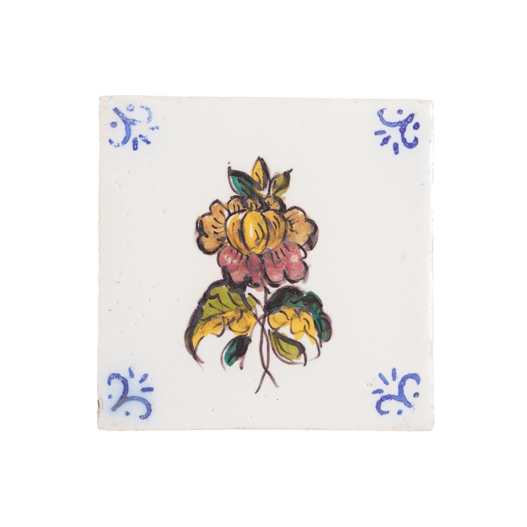 Ensemble de 6 carreaux de faïence botanique portugais peints à la main par Fábrica Sant'Anna en vente 11